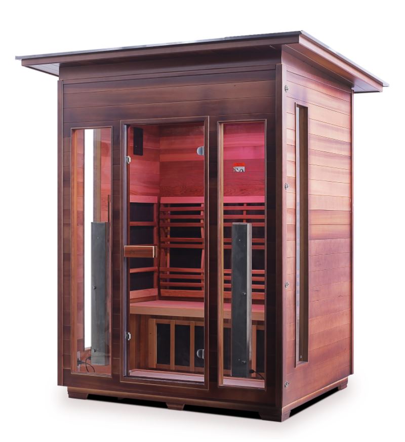 Enlighten Sauna Rustic 3-Person Full Spectrum Infrared Sauna for Indoor & Outdoor Use - Perfect for Home Relaxation, Detox, and Muscle Recovery