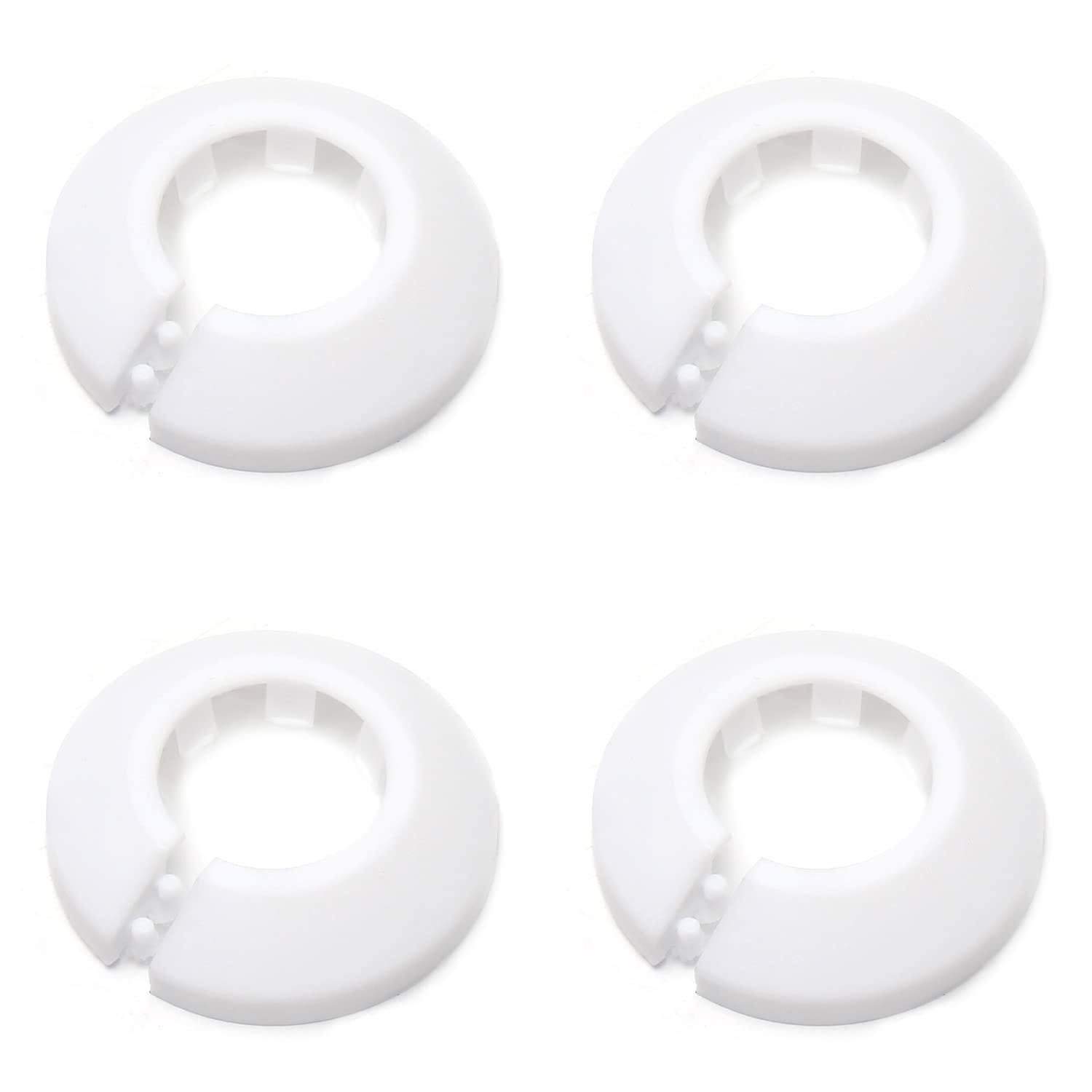 4-Pack White PP Plastic Pipe Cover Escutcheon Collar (0.98in/25mm Outer Diameter) - Decorative Flange Cover for Water Pipes, HVAC & Plumbing Systems - Perfect for Bathroom, Kitchen & Basement Pipe Concealment
