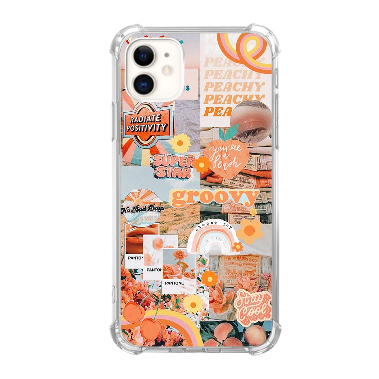 Retro Vintage Aesthetic iPhone 11 Case - Trendy Peach Groovy TPU Bumper Cover for Women & Men | Perfect for Teens, College Students & Retro Lovers (Compatible with iPhone 11)