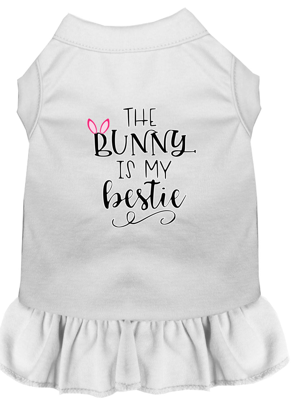 Bunny is My Bestie Screen Print Dog Dress - Cute Pet Clothes in Multiple Colors for Small & Medium Dogs - Perfect for Easter, Spring Outfits & Photo Shoots