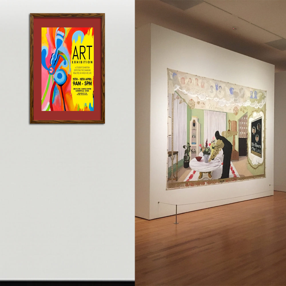 10x12 Designer Wood Snap Frames for Posters - 4 Wide Matboard Display - Perfect for Home Decor, Office Art & Gallery Exhibitions