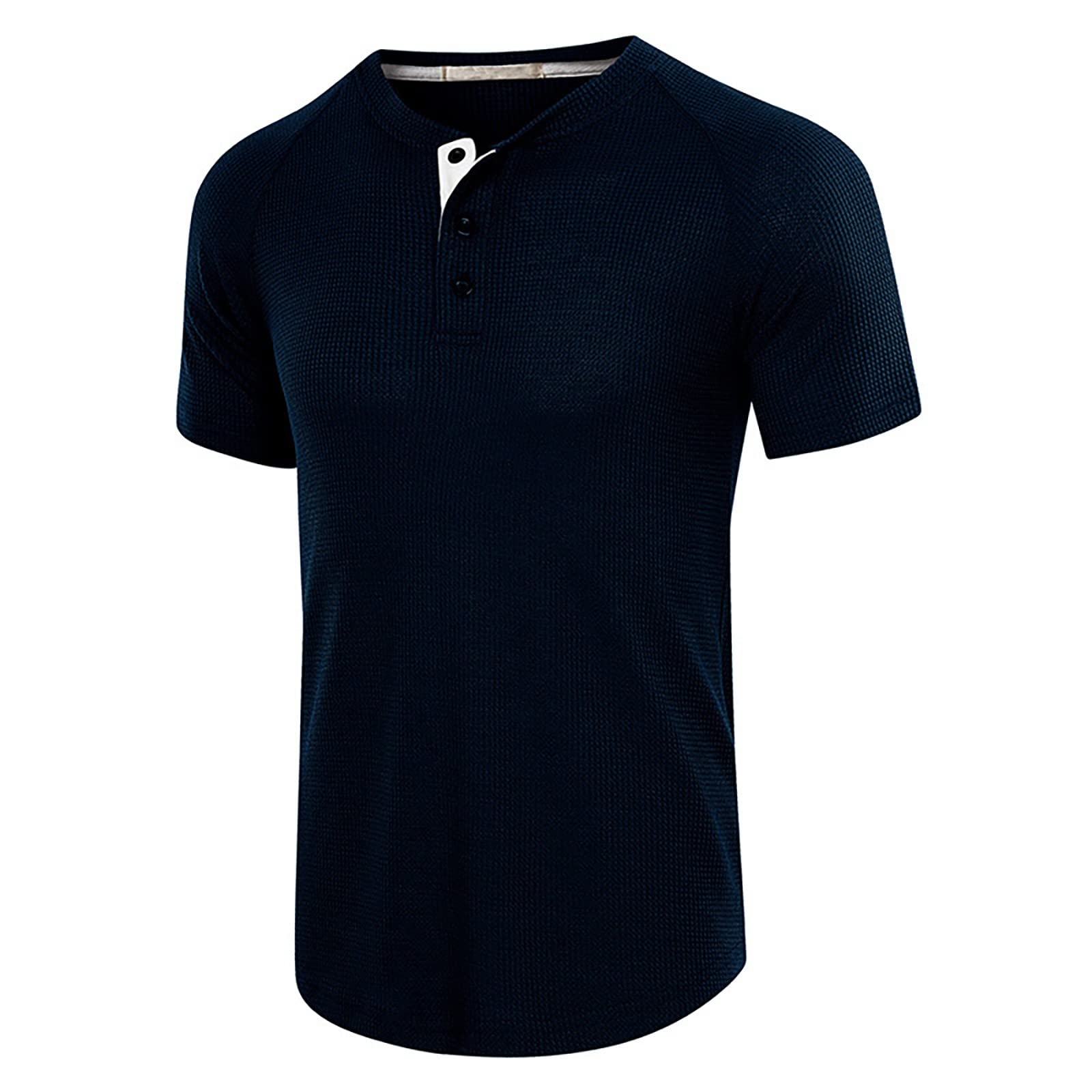 **Men's Plus Size Short Sleeve T-Shirts - Solid Color Button-Up Tunics for Casual Wear & Layering**    *Use for everyday comfort, office casual, or stylish layering outfits.*