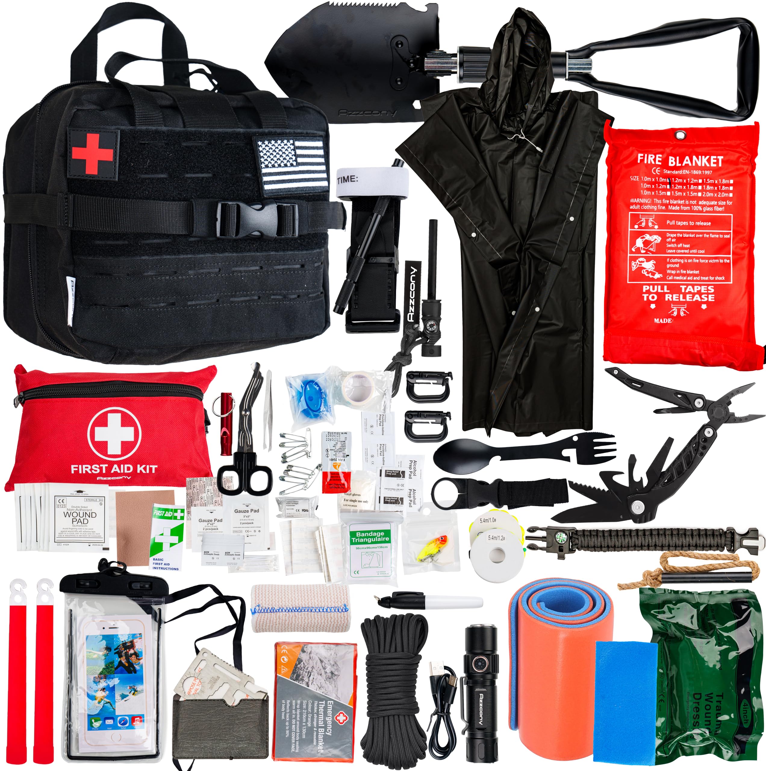 Emergency Survival Kit Backpack with First Aid & Tourniquet - Tactical Military Molle EDC Bugout Bag for Camping, Hiking & Outdoor Adventures - Essential Get Home Survival Gear for Men - Perfect Gift for Him