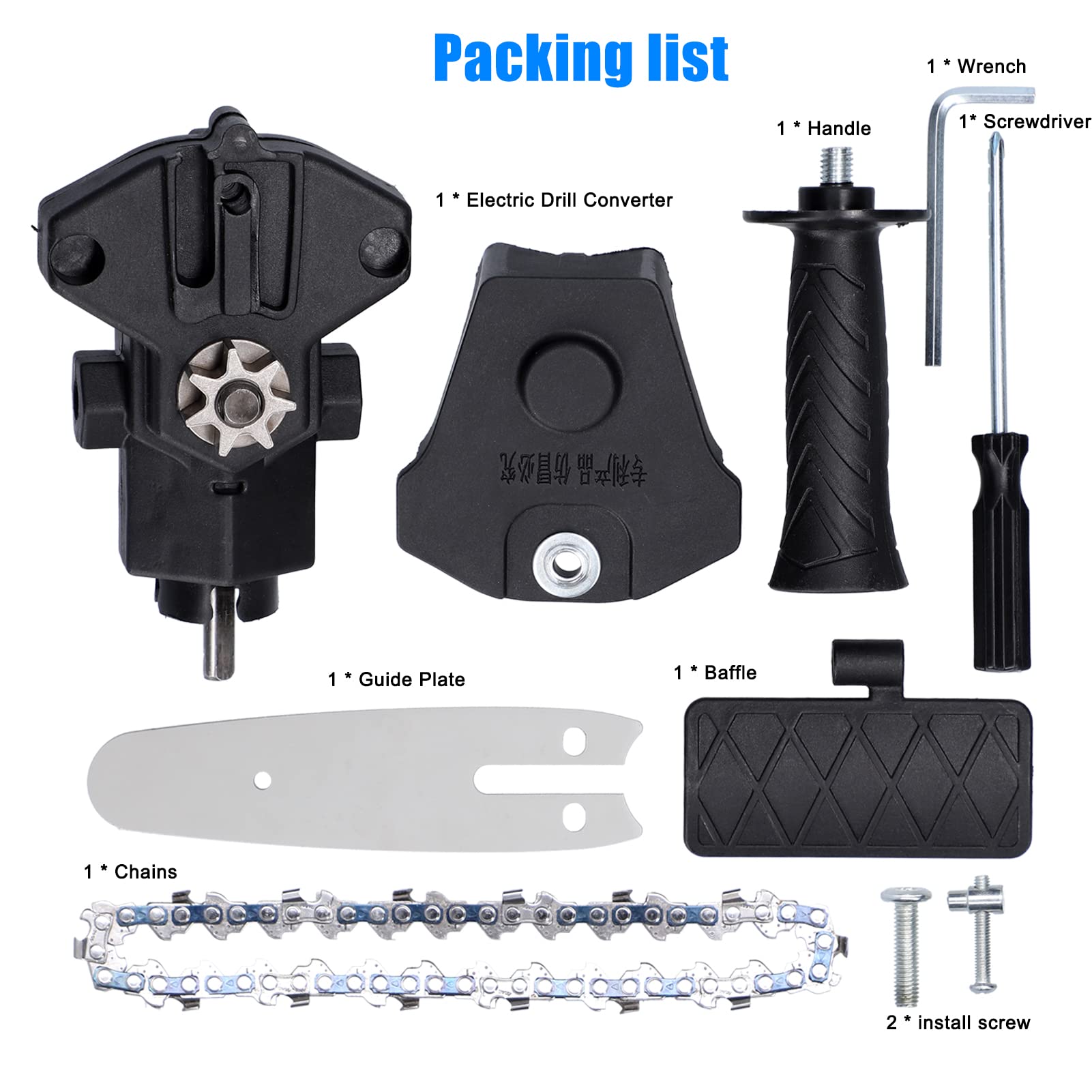 4 Inch Electric Drill to Chainsaw Attachment - Convert Drill into Electric Chainsaw - Wood Cutting Tool Set for DIY Woodworking, Carpentry & Garden Pruning - Black Power Tool Accessory (Perfect for Tree Branch Trimming, Firewood Cutting & Home Improvement Projects)