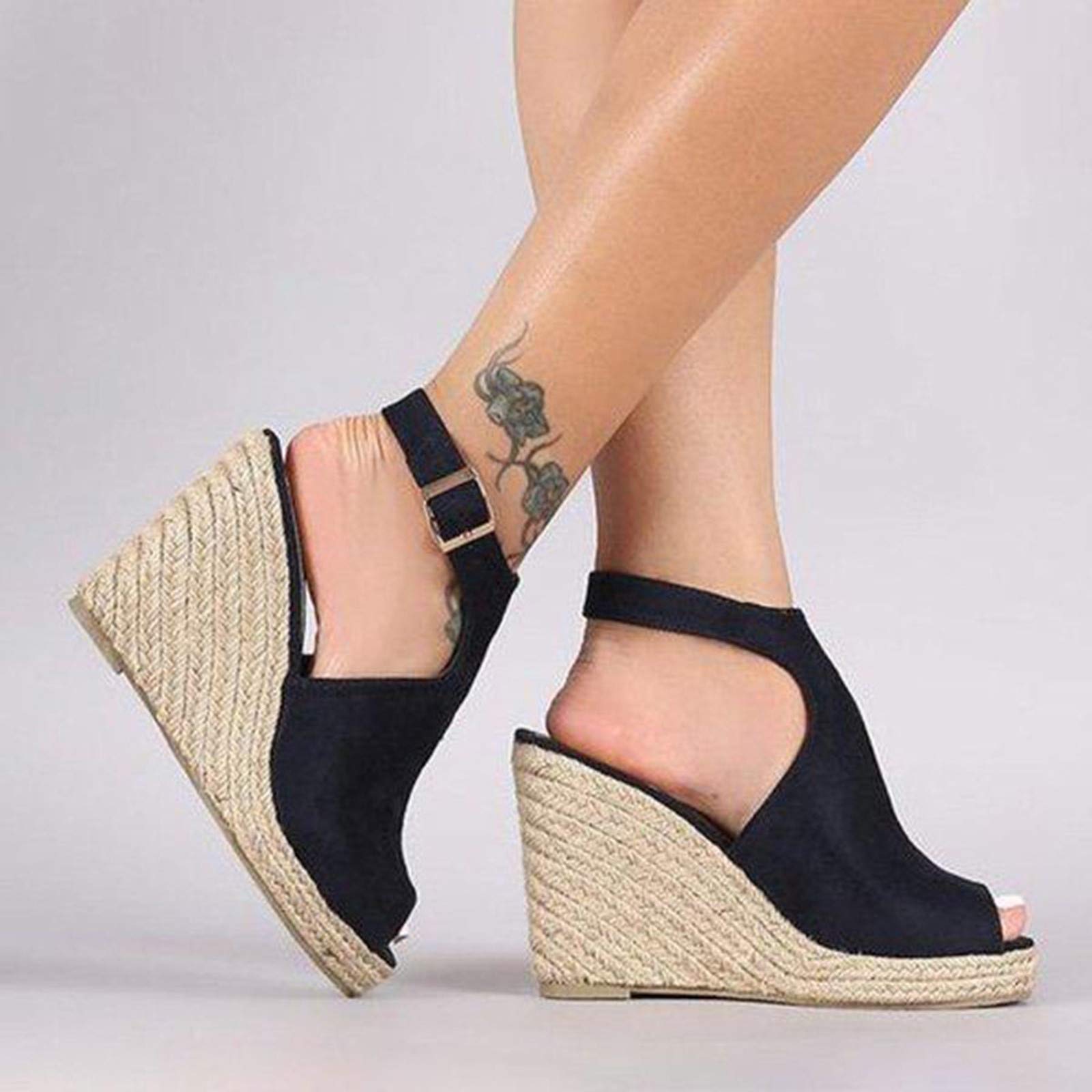 Women's Casual Buckle Strap Roman Wedge Sandals - Open Toe Platform Beach Sandals for Summer, Walking & Vacation | Comfortable Slip-On Shoes for Outdoors, Travel & Daily Wear