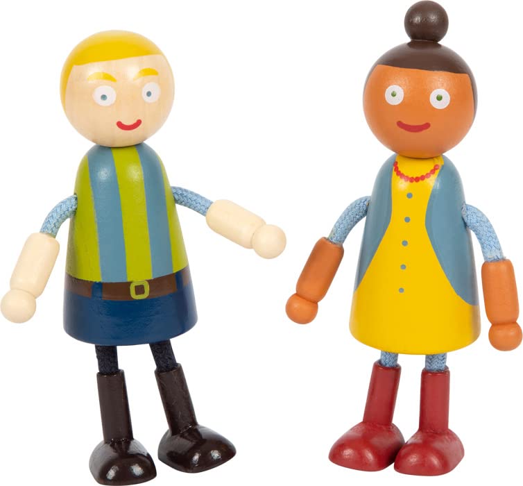 Flexible Wooden Dolls with Wheelchair - Small Foot Familia 6-Piece Set, Various Ages, Genders & Skin Tones (12396) - Perfect for Inclusive Play, Preschool Education & Special Needs Therapy