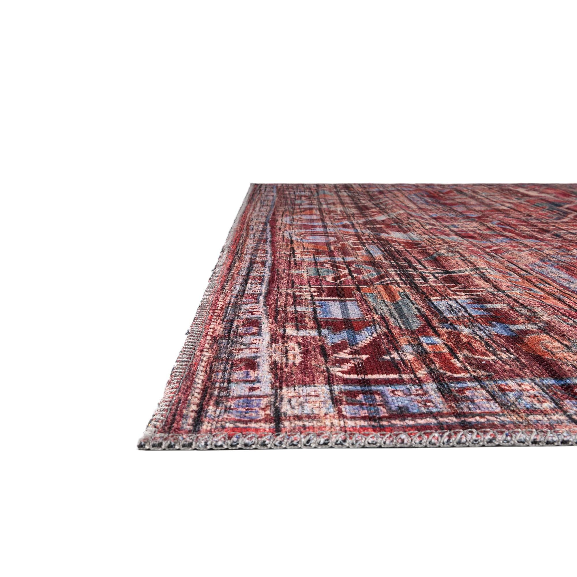 Washable Maahru Collection Rug 9' x 12' Rust Red Low-Pile – Durable & Stylish Area Rug for Living Room, Dining Room & Open Floor Plans – Perfect for High-Traffic Areas & Pet-Friendly Homes