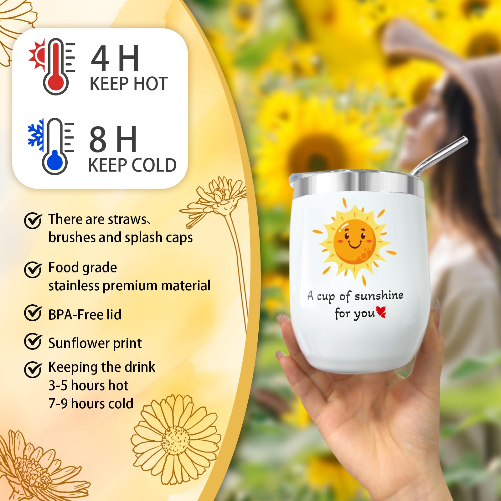 Sunflower Self-Care Gift Basket for Women - Relaxing Spa Package with Unique Birthday, Get Well, Valentine's & Mother's Day Presents for Her, Sister, Mom & Best Friends - Perfect for Home Relaxation, Stress Relief & Thoughtful Surprises