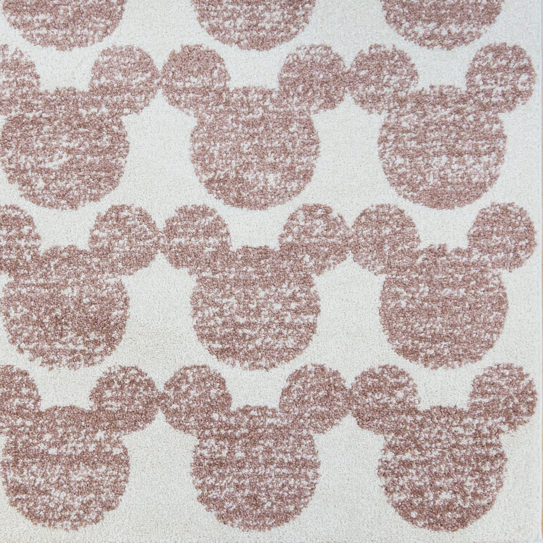 Disney Mickey Mouse Rug 8x10 - Soft Textured Floor Mat for Living Room, Dining Room, Playroom & Study - Large Non-Slip Carpet in White Cream with Pink Ears (46518) - Perfect for Kids' Bedroom, Nursery, or Disney-Themed Home Decor