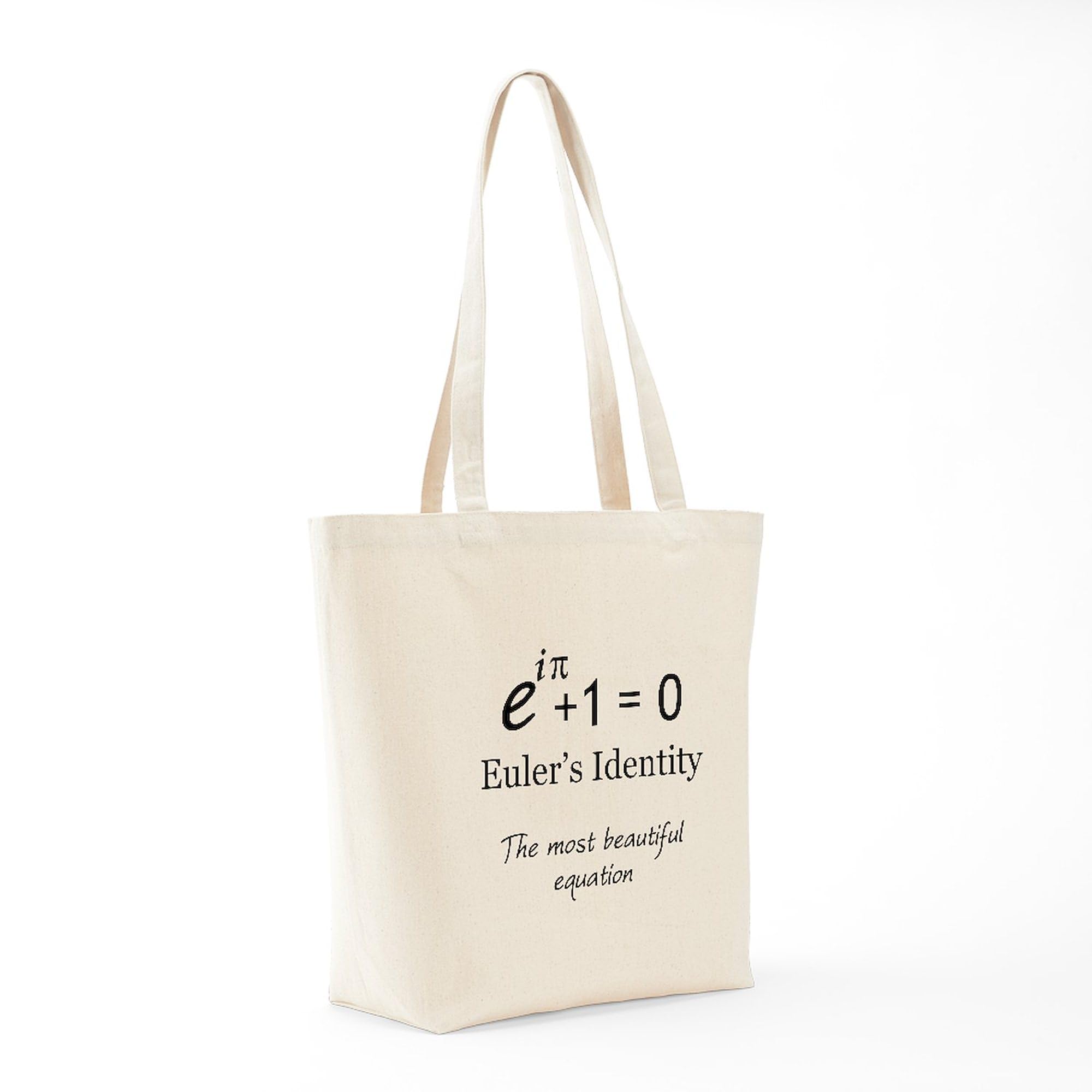 Euler's Identity Tote Bag - Natural Canvas Reusable Shopping Bag for Math Lovers, Students & Teachers - Perfect for School, Groceries & Bookstore Trips