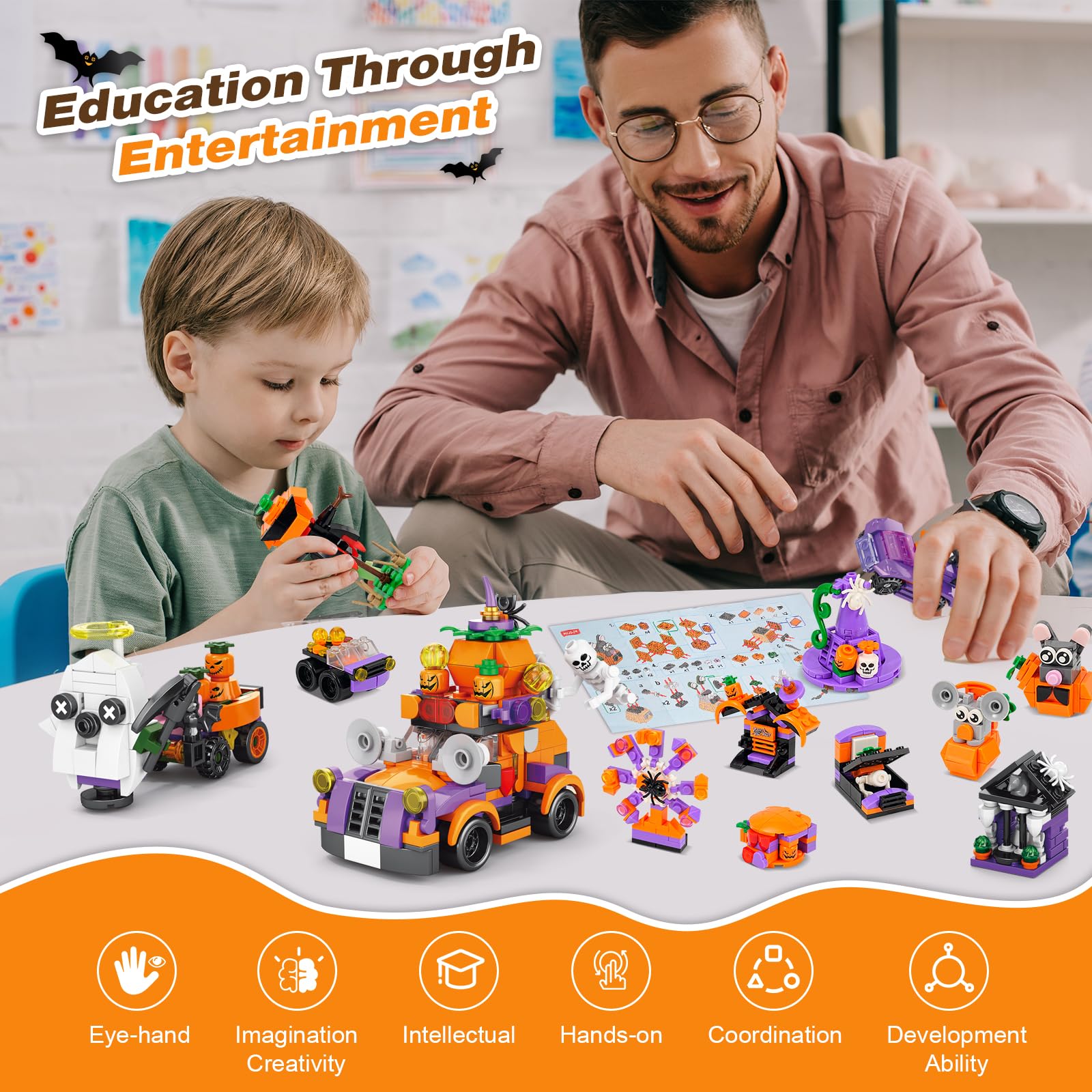 2024 Halloween Advent Calendar with Building Blocks for Kids - 31 Days Countdown Toy, Fun Halloween Gift for Children (CT-930) | Perfect for Classroom Rewards, Party Favors & Holiday Countdown Excitement