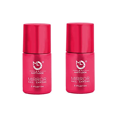 Mattlook Shine Like Mirror Nail Chrome Polish - Vibrant Red-A (Pack of 2, 24ml) for Salon-Quality Manicures & Party Nail Art