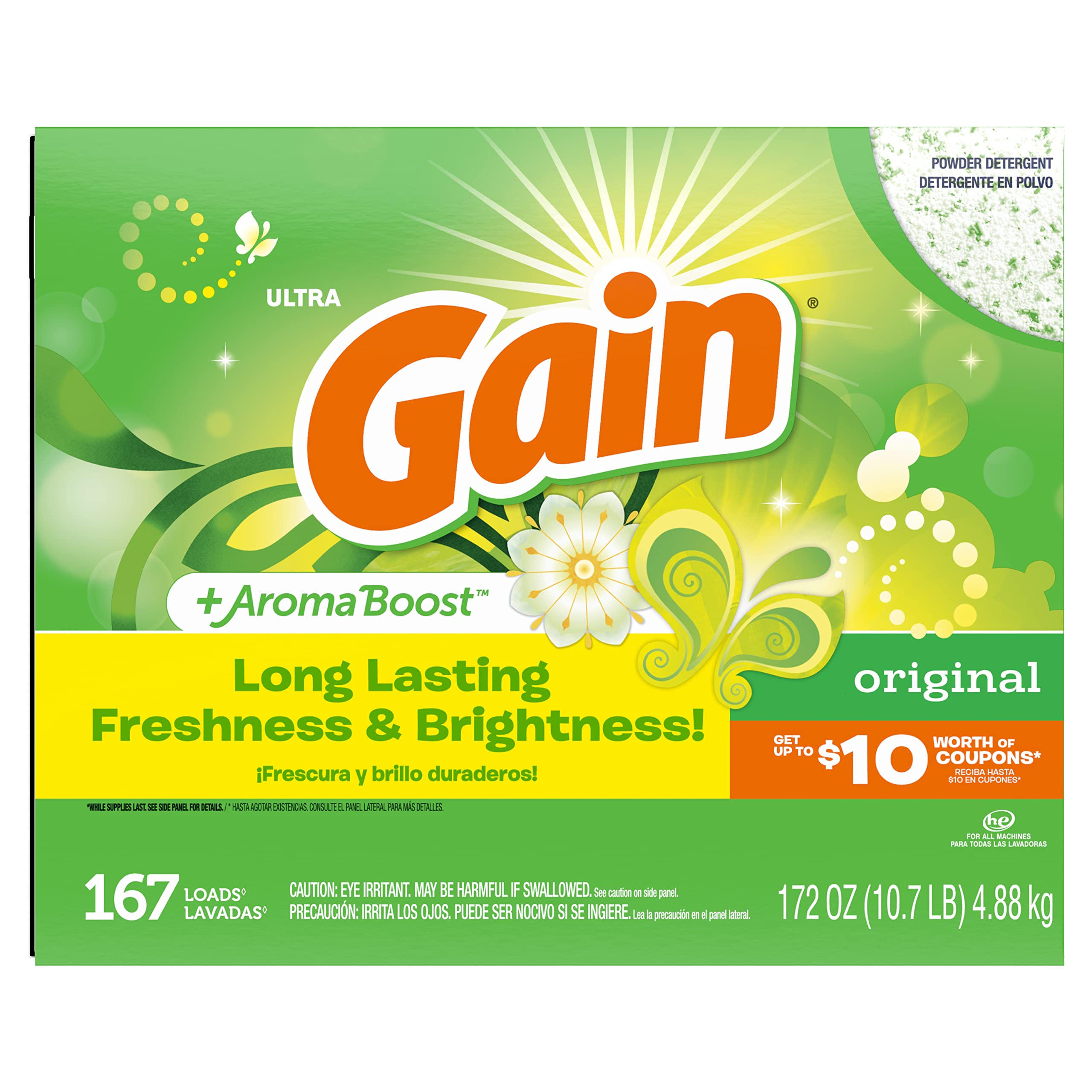 Gain Powder Laundry Detergent - Original Fresh Scent, 172 Ounce Bulk Size (Packaging May Vary) | Deep Cleans Clothes, Removes Tough Stains - Perfect for Families, Large Loads & High-Efficiency Washers