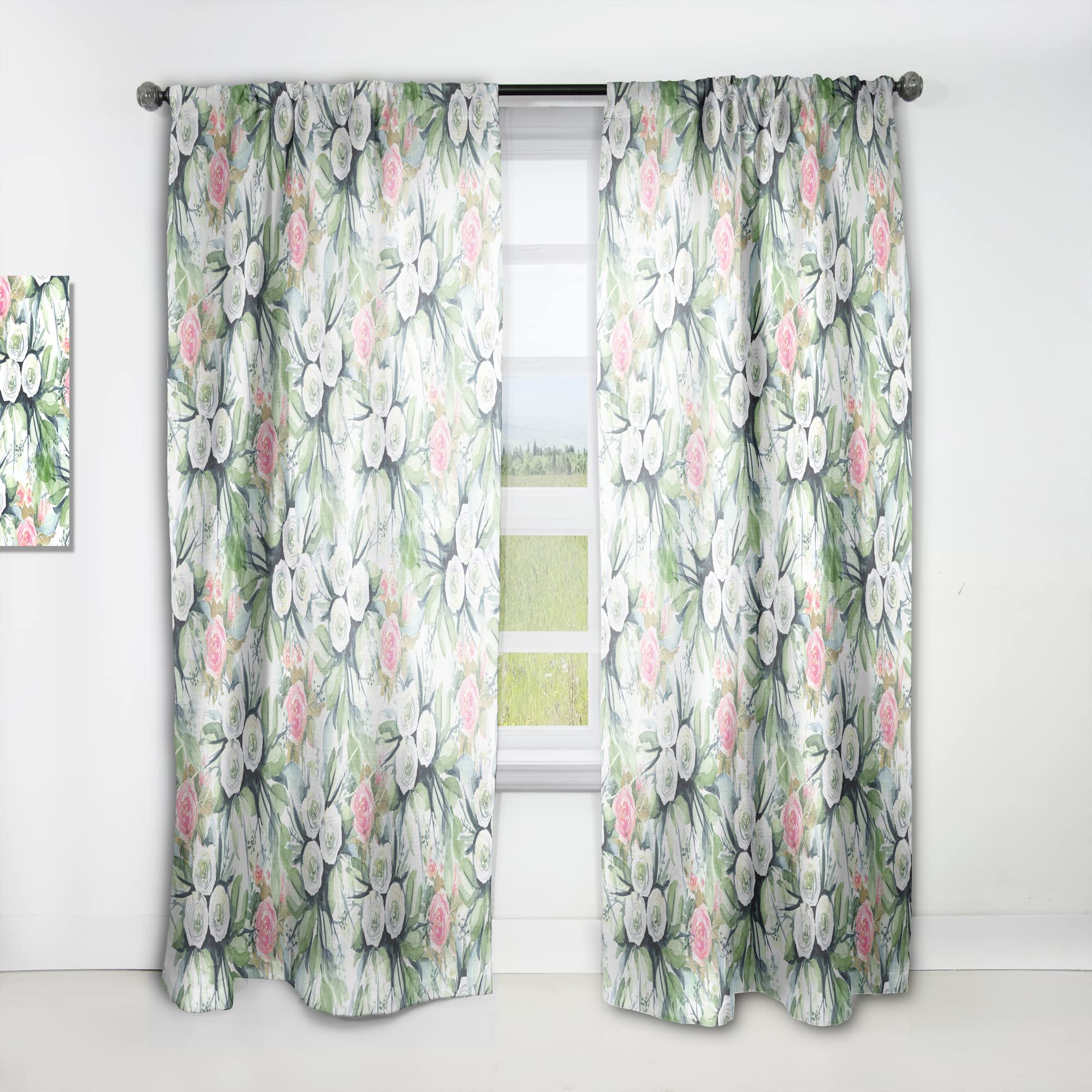 White & Yellow Rose Wedding Floral Curtains - Thermal Insulated Single Panel (52x108) for Bedroom & Living Room - Elegant Home Decor for Weddings, Romantic Dates & Cozy Spaces