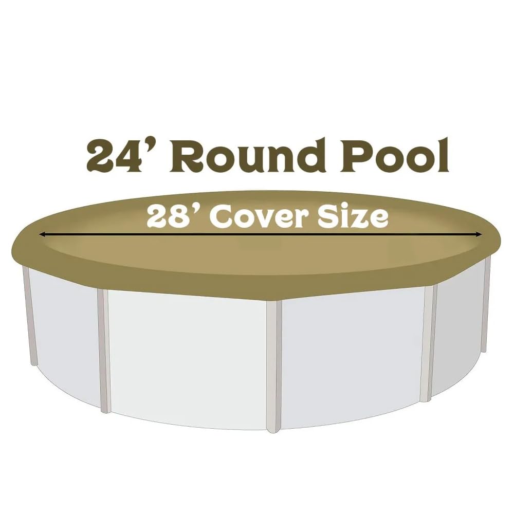 Buffalo Blizzard 24 ft Round Above Ground Pool Cover - Heavy Duty Tan/Silver Reversible Winter Protection | Cold & UV Resistant | Debris Shield | Perfect for Seasonal Pool Maintenance & Winter Storage