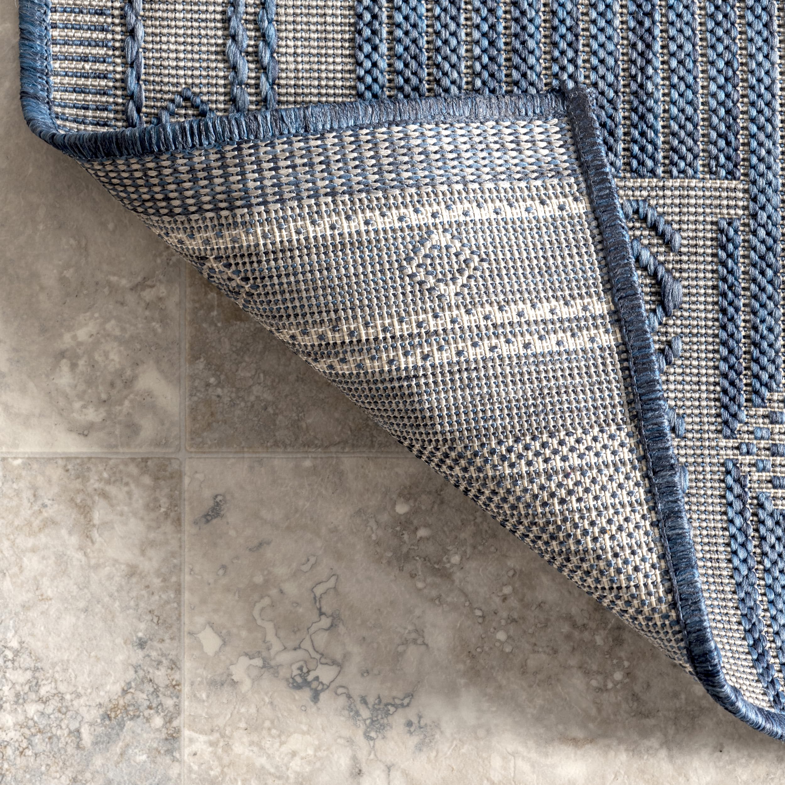 nuLOOM 5' x 8' Outdoor Performance Rug - Stain & Weather Resistant, High Traffic - Perfect for Patio, Balcony, Deck & Backyard - Leigh Blue Design