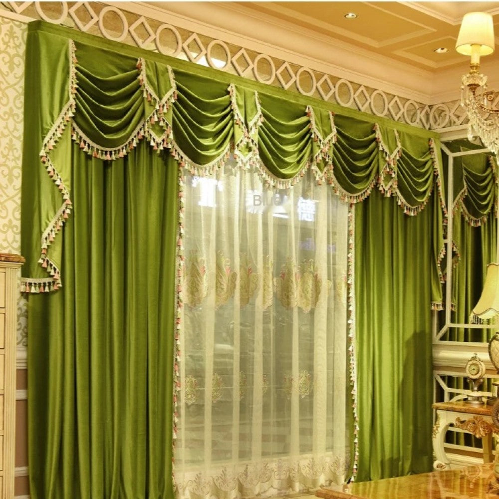 Rémy Classic Velvet Curtains - Light Green Luxury Window Drapes for Living Room & Bedroom | Blackout Thermal Insulated Curtain Panels for Home Decor