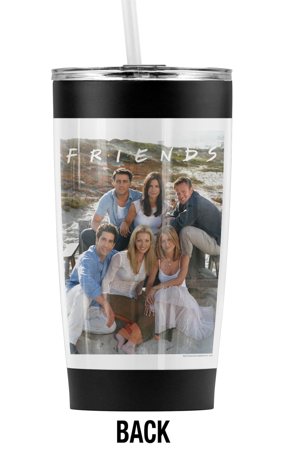 LOGOVISION Friends Life's A Beach 20oz Stainless Steel Tumbler - Vacuum Insulated Double Wall Travel Mug with Straw & Leakproof Flip Lid | Keeps Drinks Hot/Cold for Hours | Perfect for Iced Coffee, Tea, Water & Hot Beverages | Great for Office, Gym, Travel & Outdoor Activities