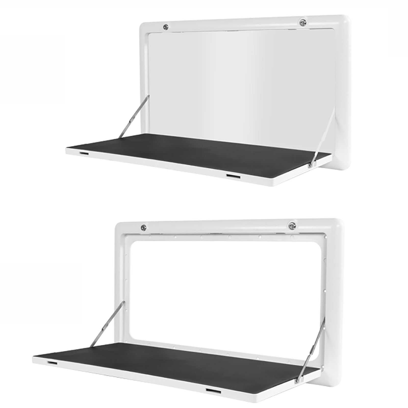 Fold Down Wall Mounted Folding Table - Drop Leaf Design, Lockable RV Picnic Table for Campers & Motorhomes - Space Saving Kitchen & Outdoor Dining Solution (White)