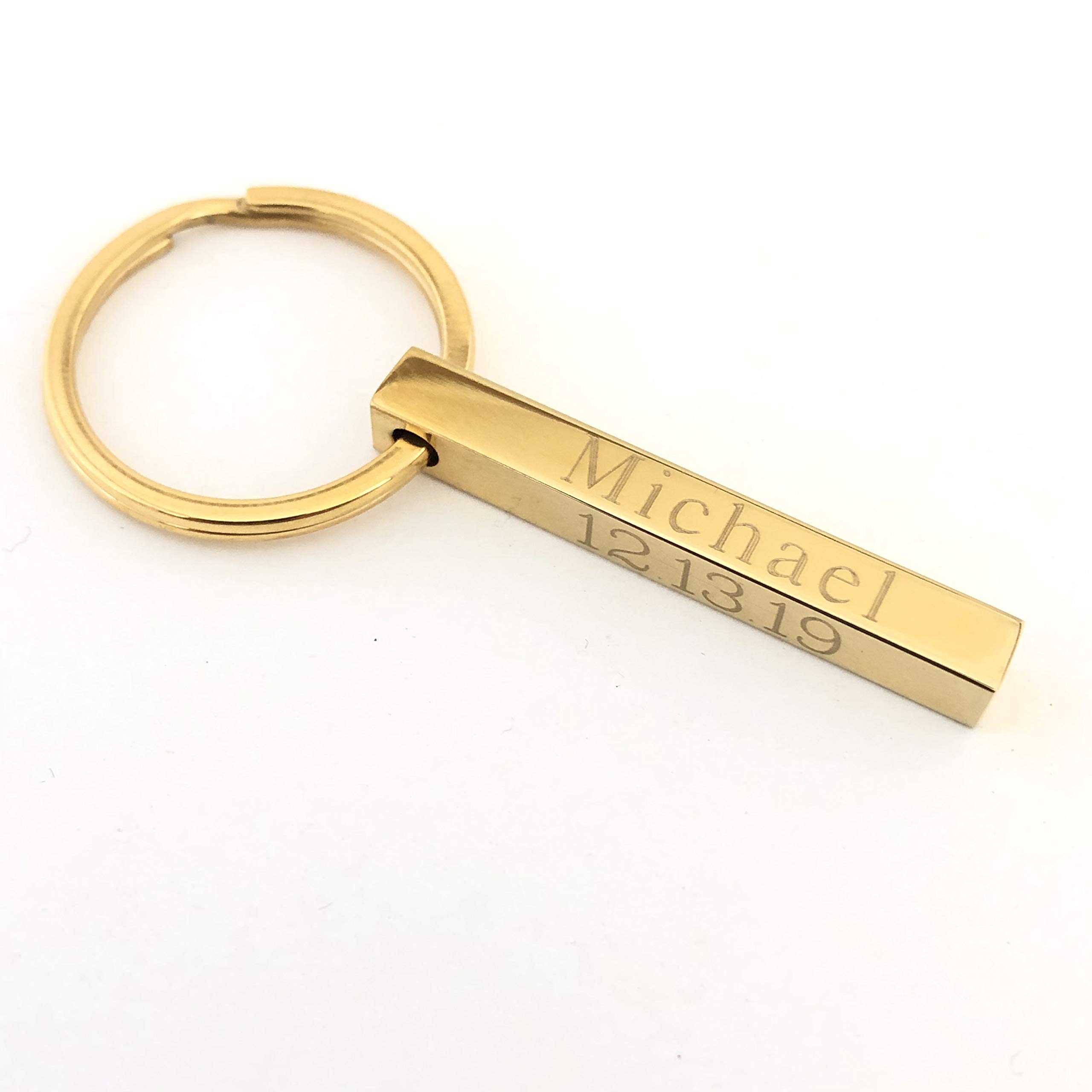 Personalized Bar Keychain - Silver, Gold or Rose Gold Finish | Custom Engraved Key Ring for Gifts, Wedding, Anniversary & Promotions | Perfect for Home, Office & Travel Accessories
