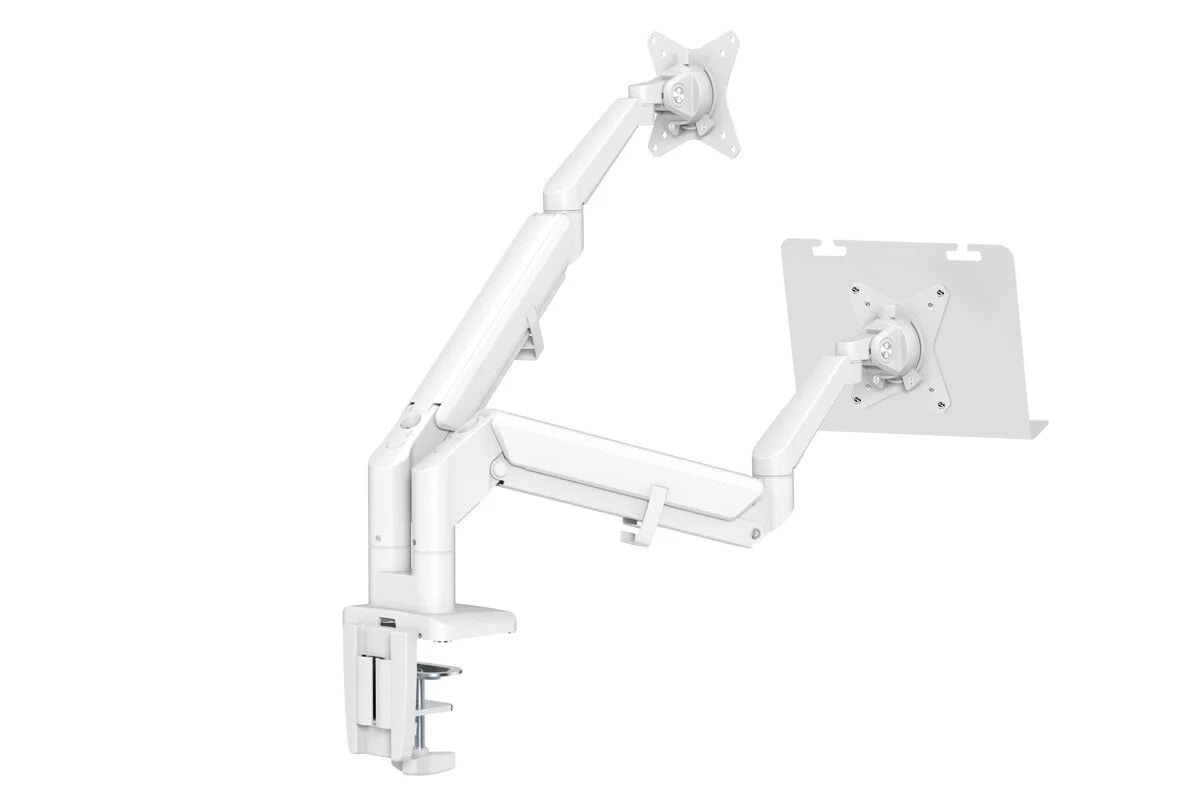 Ergonomic Uplifting Yogiflex Dual Monitor Arm Stand - Adjustable Height & Tilt for 13-32 Inch Screens - Perfect for Home Office & Gaming Setup