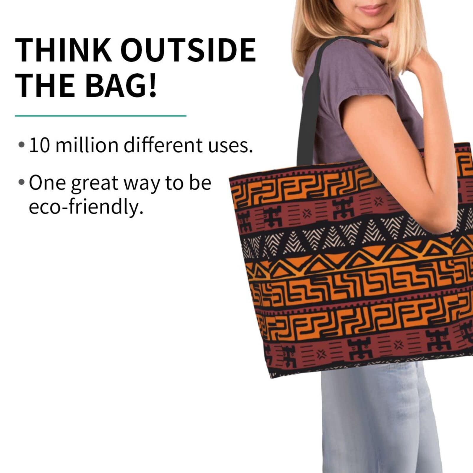 African Tribal Print Shoulder Tote Bag - Handmade Ethnic Crossbody Purse for Women - Perfect for Shopping, Groceries, Beach & Casual Outings