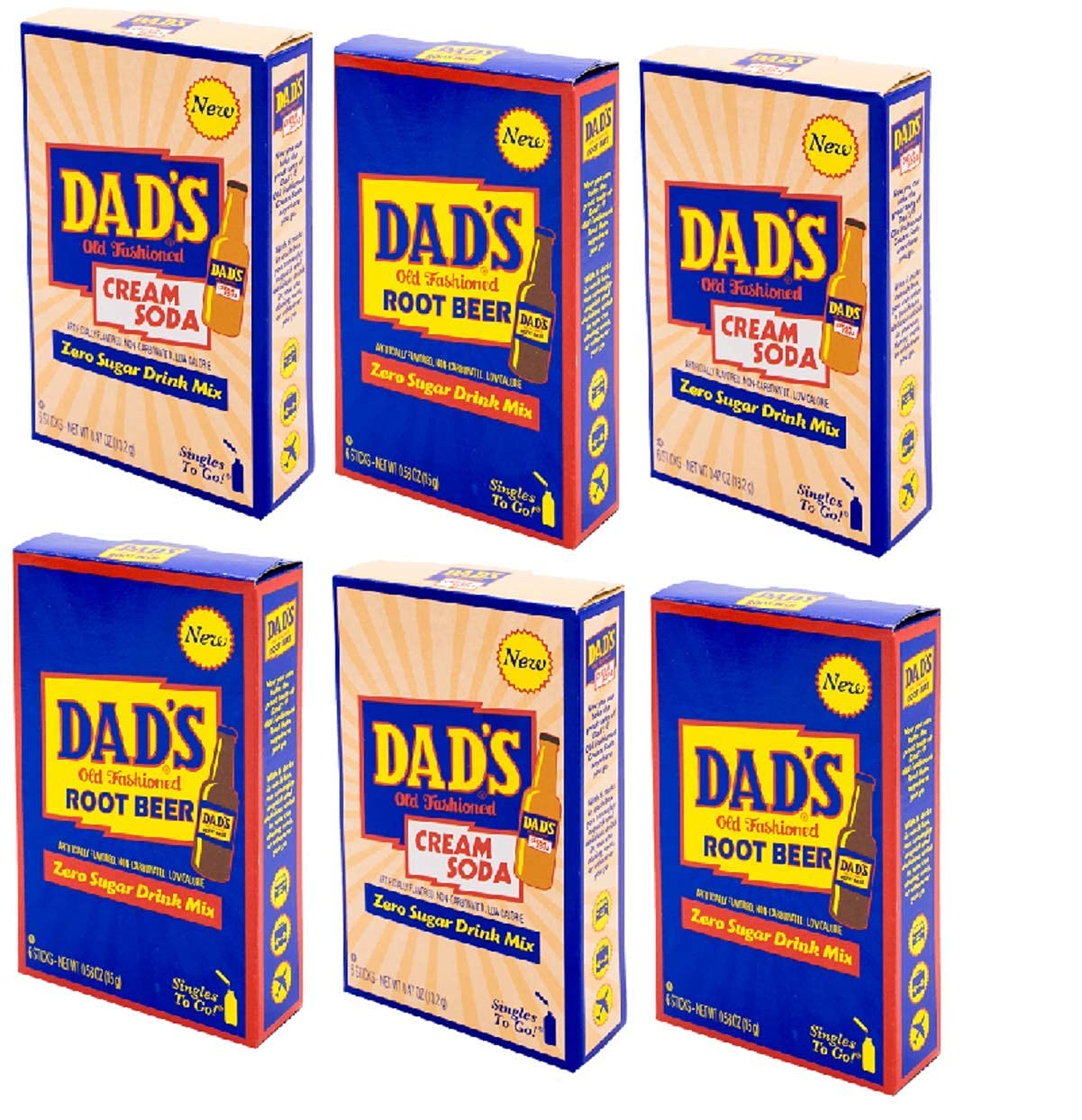 Dad's Old Fashion Root Beer & Cream Soda 4-Pack - Classic American Soda Gift Set for Parties, BBQs & Family Gatherings
