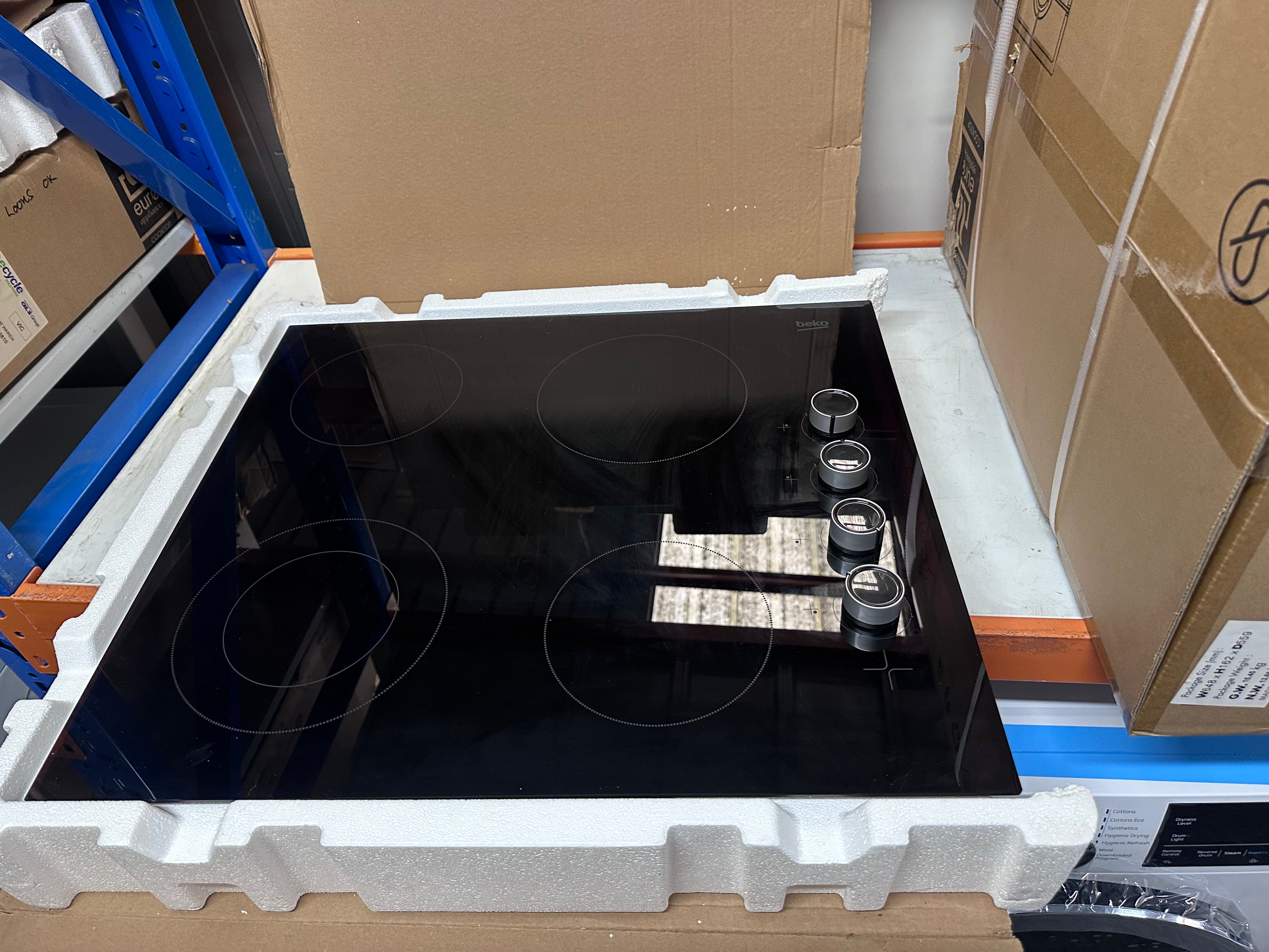 Beko 60cm Vitroceramic 4-Zone Ceramic Cooktop BCT601CG - Scratch-Resistant Glass, Made in Turkey - Perfect for Modern Kitchens, Apartments & Small Spaces