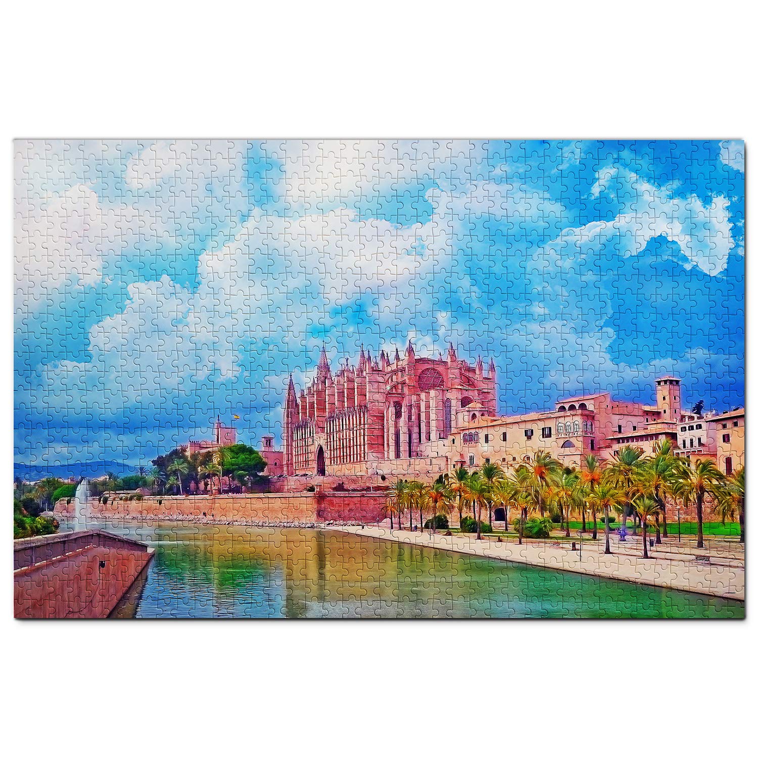 1000 Piece Spain Palma de Mallorca Cathedral Jigsaw Puzzle - Wooden Travel Souvenir & Home Decor for Adults, Perfect Gift for Puzzle Lovers & Spain Travel Enthusiasts