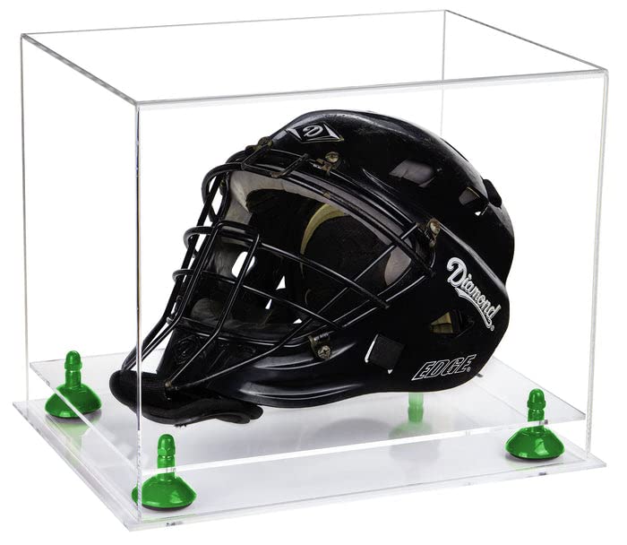 Clear Acrylic Display Case 14.5x11x12 Inches - Large Rectangle Box with Green Risers & Base for Collectibles, Jewelry, or Retail Displays | Versatile Protective Showcase for Home Decor & Store Merchandise (V44/A002)