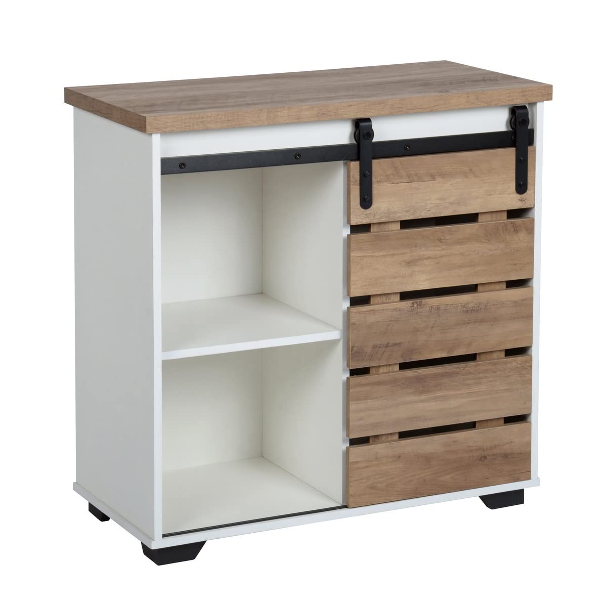 ZSY Pantry Shelves Woven Paths 32-Inch Sliding Slat Door Accent Cabinet - Single Slat Door Storage Console for Kitchen, Living Room & Entryway Organization