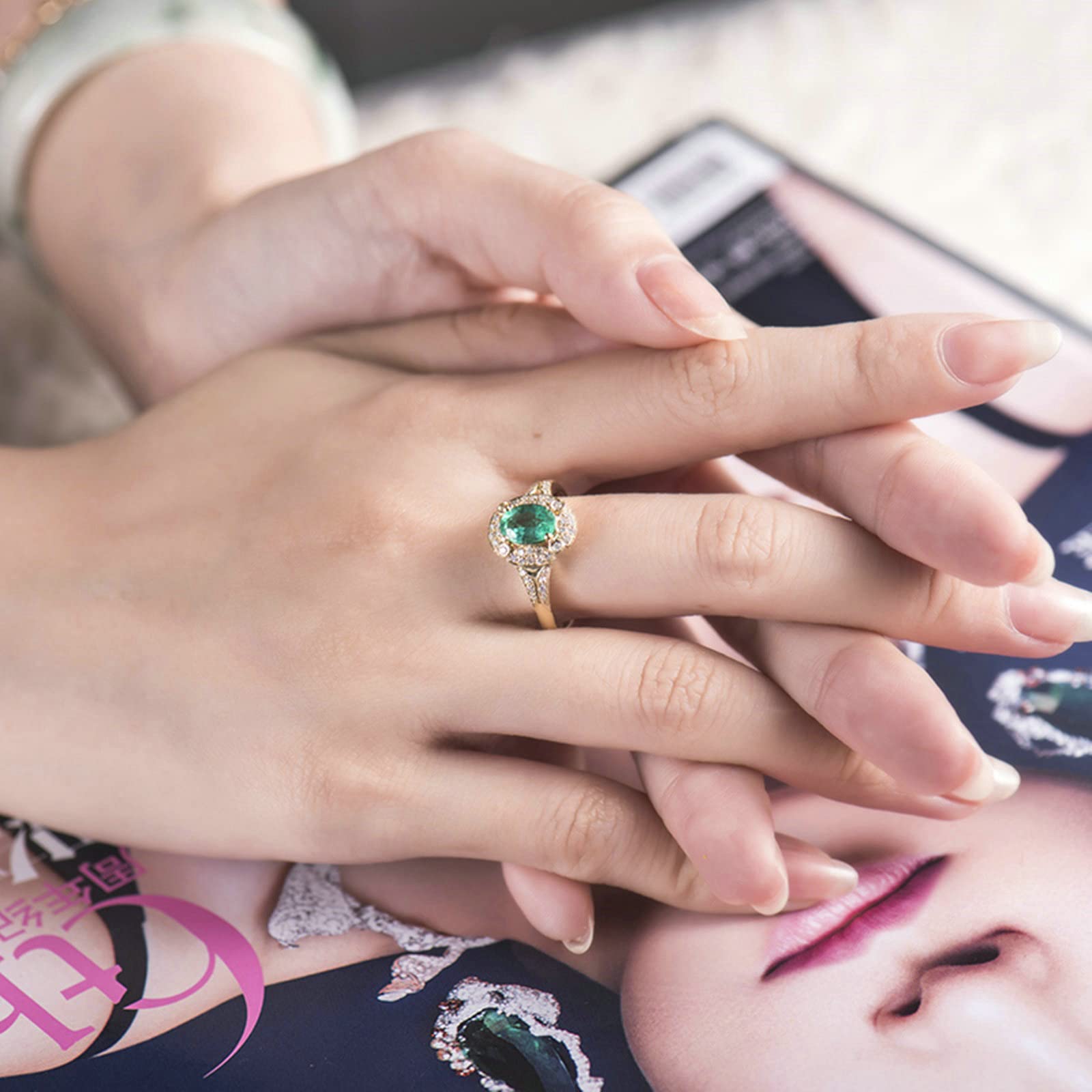 18K Yellow Gold Engagement Rings for Women - Vintage Emerald Wedding Bands with Moissanite/Zirconia - 925 Sterling Silver Rings | Perfect for Proposals, Anniversaries & Special Occasions