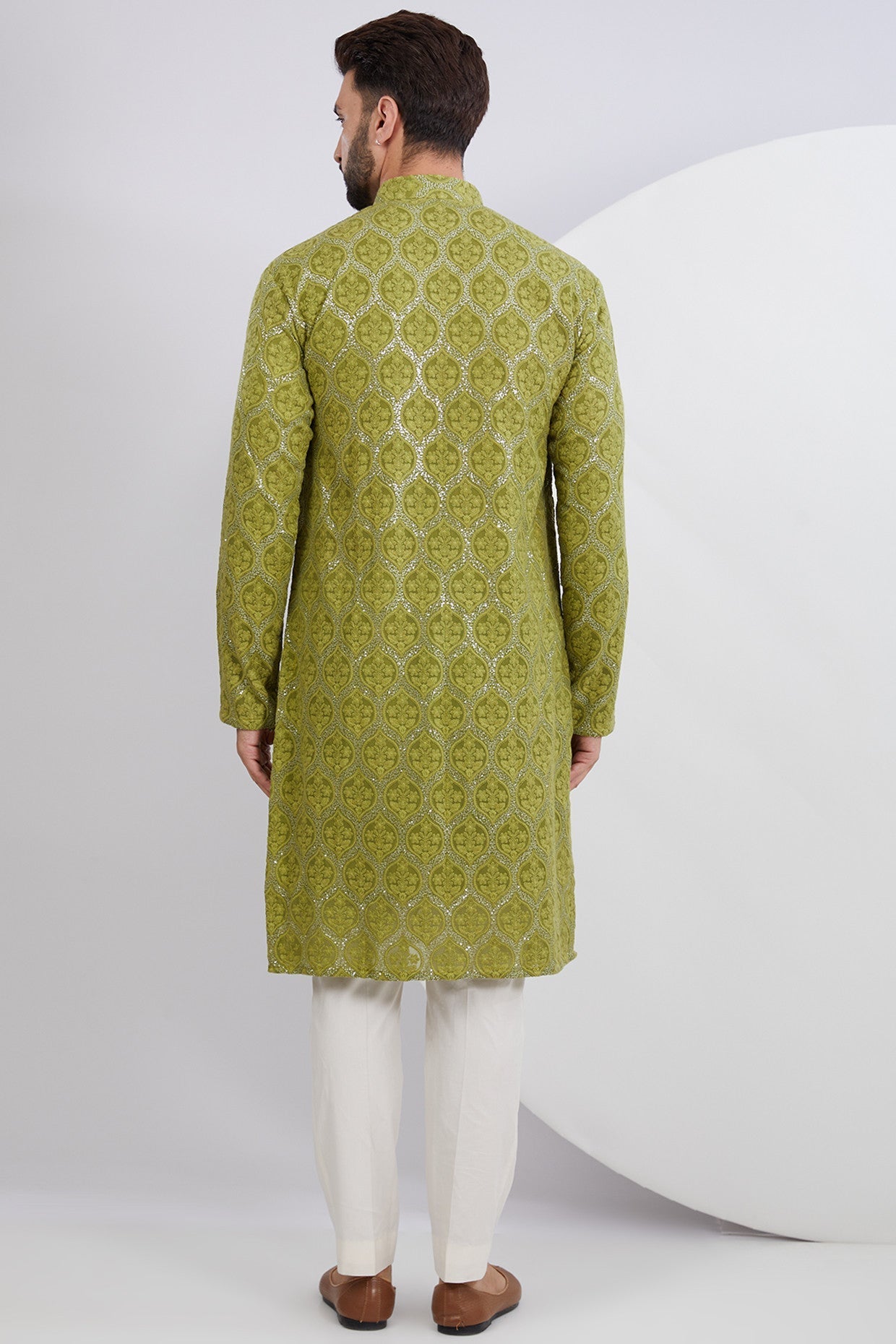Mehndi Green Embroidered Kurta for Women - Traditional Indian Cotton Tunic Top with Handcrafted Designs - Perfect for Festivals, Weddings & Cultural Events