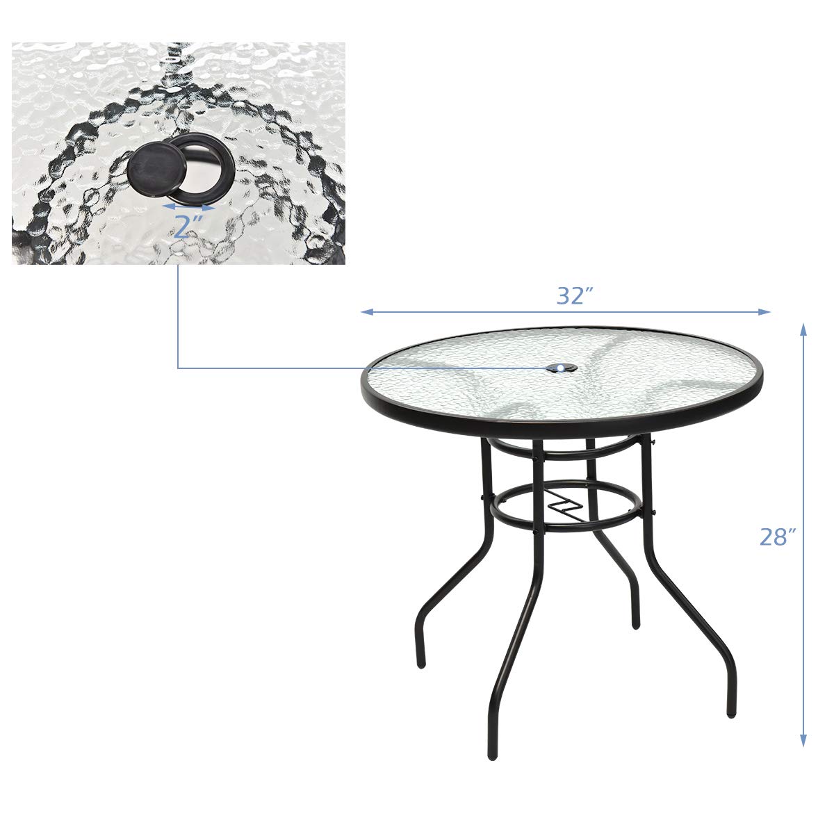 SAFSTAR 5-Piece Patio Dining Set - 4 Folding Wicker Chairs with 28