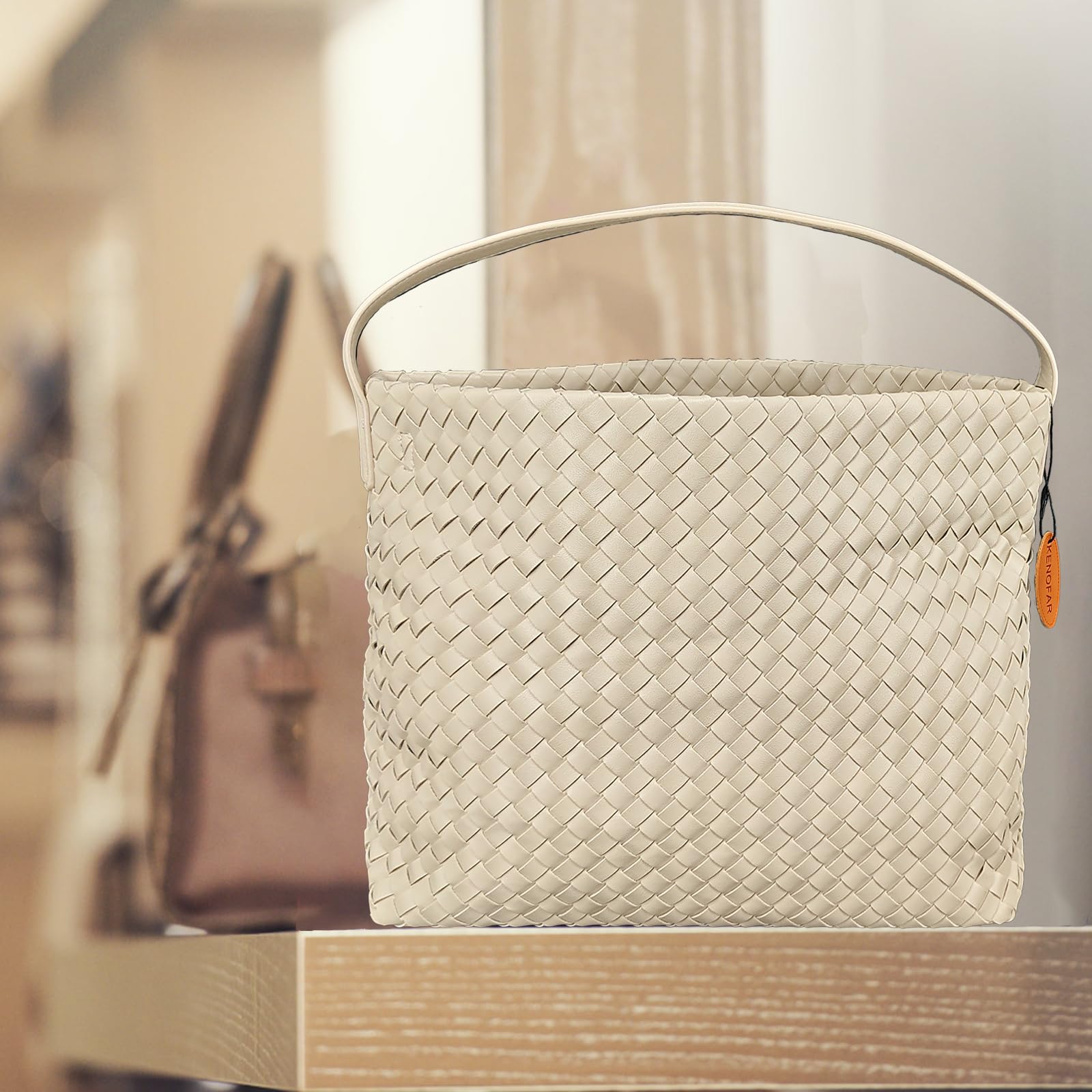 Eco-Friendly Vegan Leather Woven Tote Bags for Women - Handmade Shoulder Bag with Top Handle | Perfect for Work, Shopping & Beach Outings