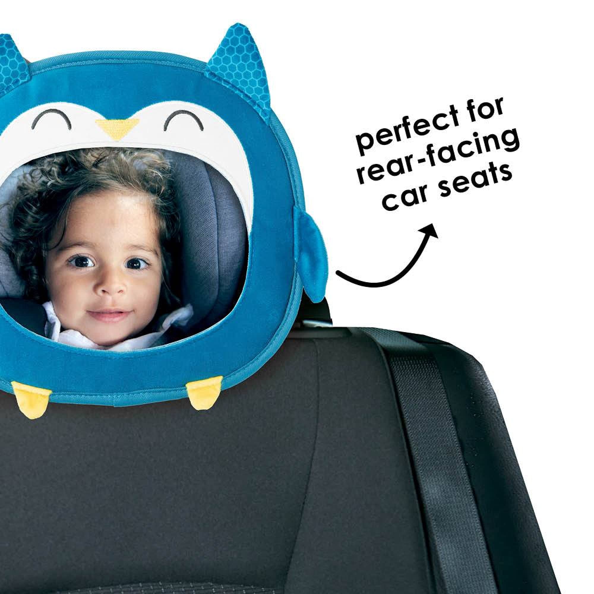 Diono Easy View Owl Baby Car Mirror - Adjustable Safety Car Seat Mirror for Rear Facing Infants | Shatterproof & Crash Tested with Wide Crystal Clear View | Perfect for Road Trips & Daily Commutes with Your Baby