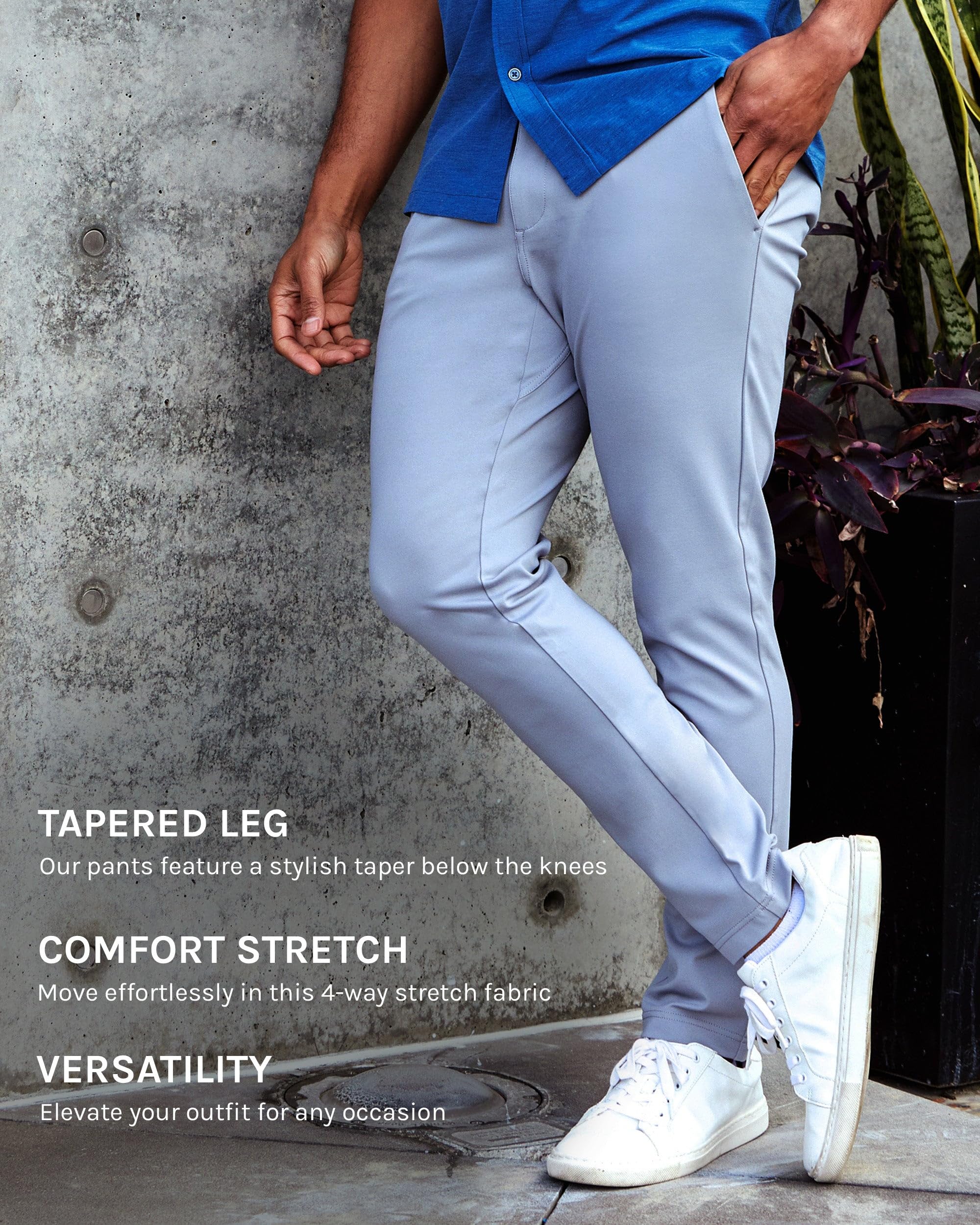 Premium Men's Casual Pants - Comfortable Tapered Leg Khaki Chino Stretch Pants for Work & Travel | INTO THE AM