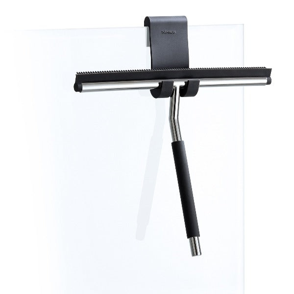 Premium Shower Squeegee with Built-in Hanger - Stainless Steel Bathroom Window Cleaner for Streak-Free Shower Doors, Tiles & Mirrors - Perfect for Bathroom, Kitchen & Car Cleaning