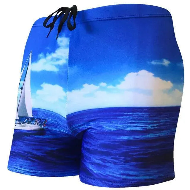 Stylish Printed Beach Shorts for Men - Quick-Dry Swim Trunks with Pockets - Perfect for Swimming, Surfing, and Summer Vacations
