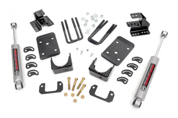 2014-2018 GMC Sierra Chevrolet Silverado 1500 2WD Lowering Kit with N3 Shocks - 2in Front/4in Rear Drop - Perfect for Street Performance & Custom Truck Builds