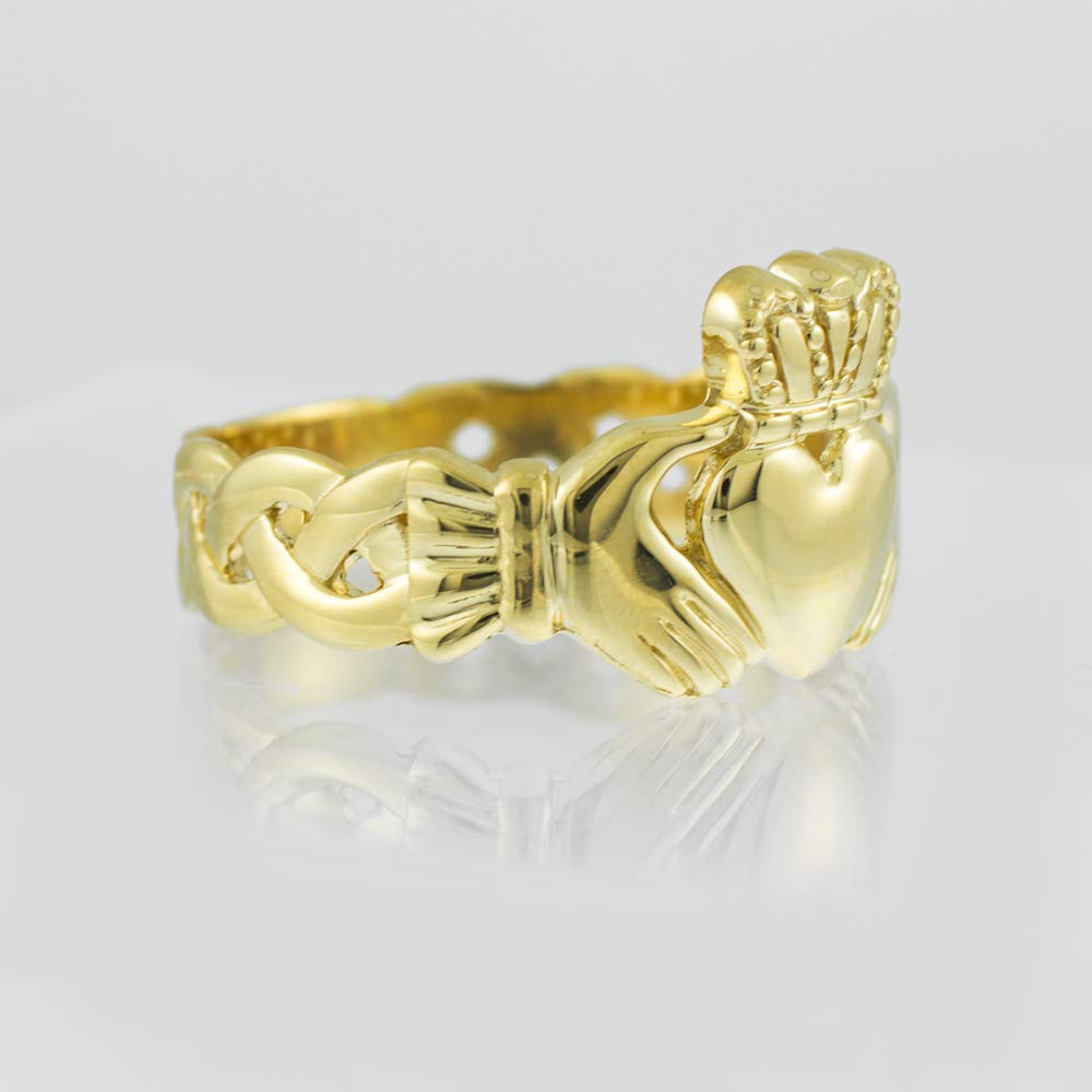 10K Gold Men's Claddagh Trinity Band Ring - Irish Wedding, Engagement & Promise Ring for Him - Perfect Gift for Anniversary, Valentine's Day & Special Occasions