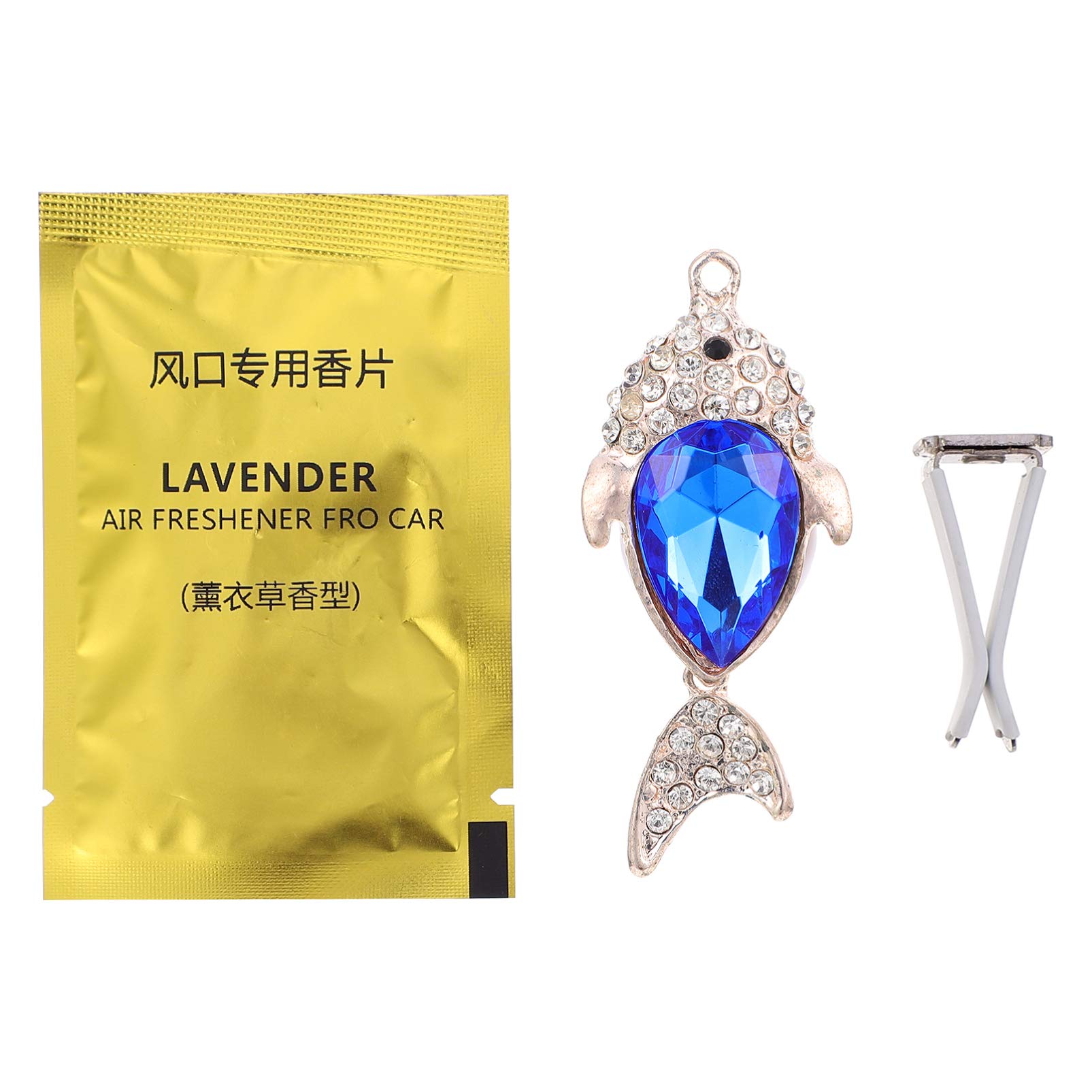 Premium Rhinestone Crystal Fish Car Air Freshener Clips – Elegant Vent Clip Decor with Refreshing Scent | Car Interior Accessories for Home, Office & Travel | Stylish Air Conditioner Perfume Charms (Blue)