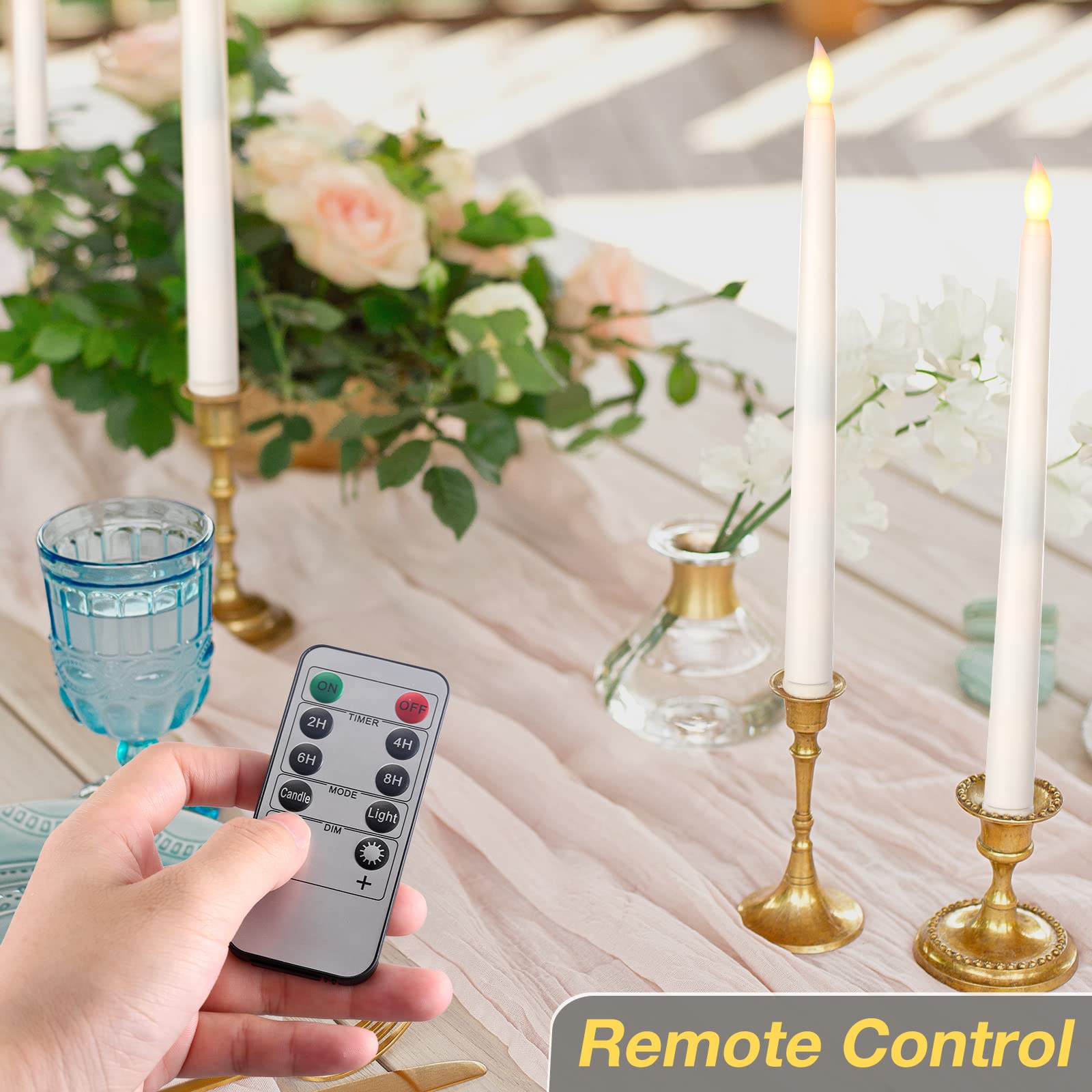 24 Pack Flameless LED Taper Candles with Remote & Timer - 11 Inch Battery Operated Warm White Flickering Candles for Valentine's Day, Weddings, Home Decor & Romantic Gifts - Perfect for Dining Tables, Centerpieces, and Special Occasions