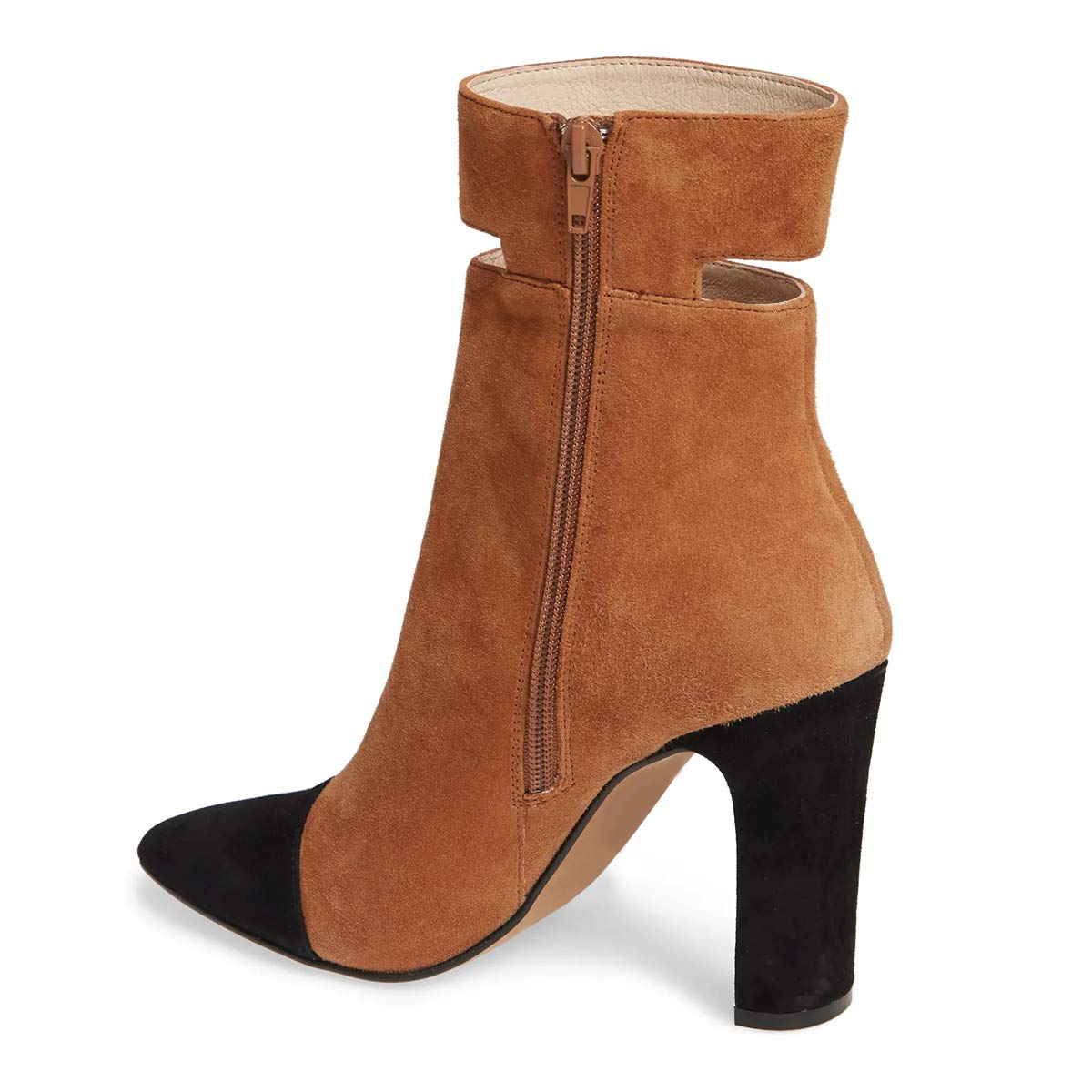 XYD Women's Fashion Cut Out Cap Pointed Toe Ankle Boots - Chunky High Heel Booties with Side Zipper for Comfort | Party, Night Out & Dress Shoes for Women