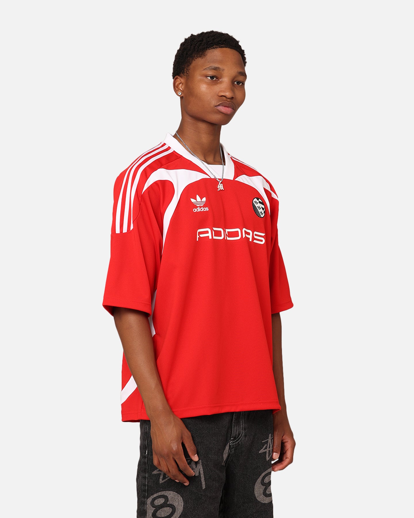 Adidas Oversized Short Sleeve Jersey - Better Scarlet Red Men's Athletic Shirt for Basketball, Running & Casual Wear