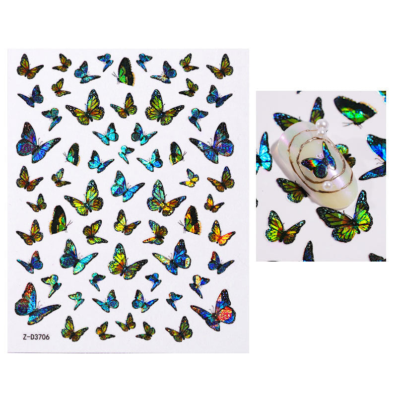 Butterfly Holographic Nail Art Stickers - Self-Adhesive Nail Decals for Gel & Acrylic Nails - Perfect for Manicures, Parties & DIY Nail Designs