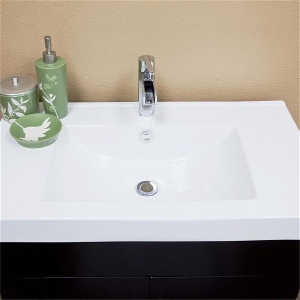 31.5-Inch Single Sink Bathroom Vanity Set - Solid Wood Construction in Black Finish - Perfect for Modern Master Bathrooms and Powder Rooms