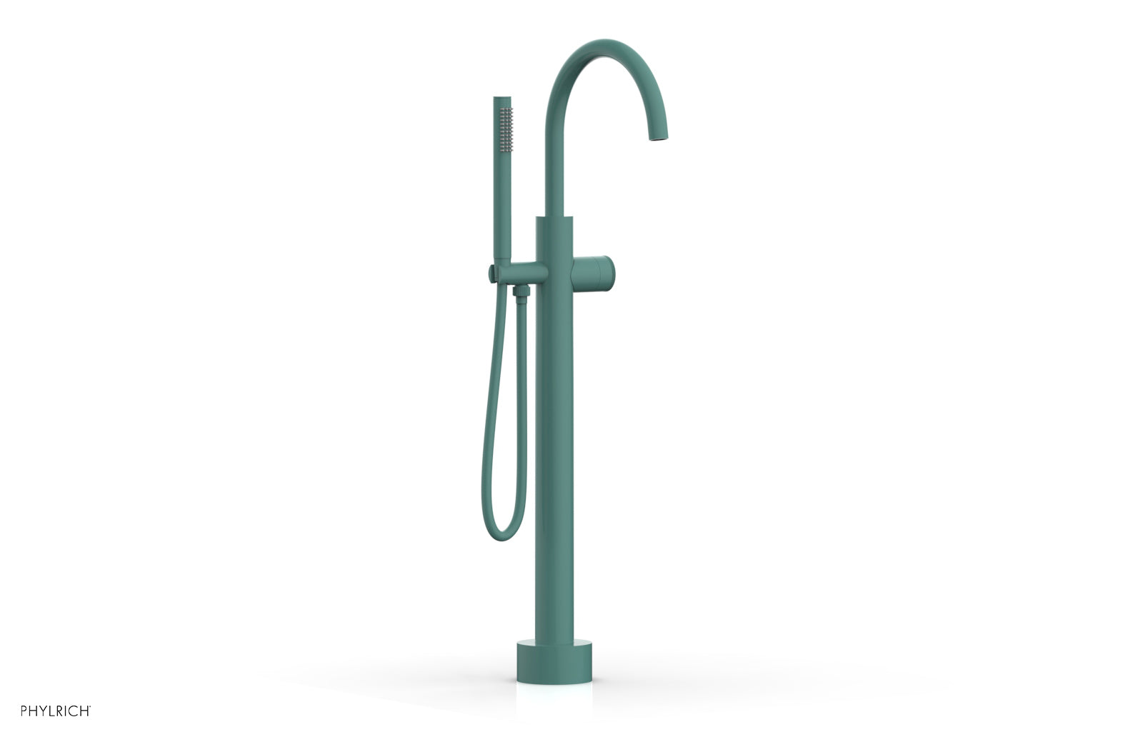BASIC II Low Floor Mount Tub Filler with Knurled Handle and Hand Shower - Model 230 44 03 - Perfect for Modern Bathrooms and Spa-Like Showers