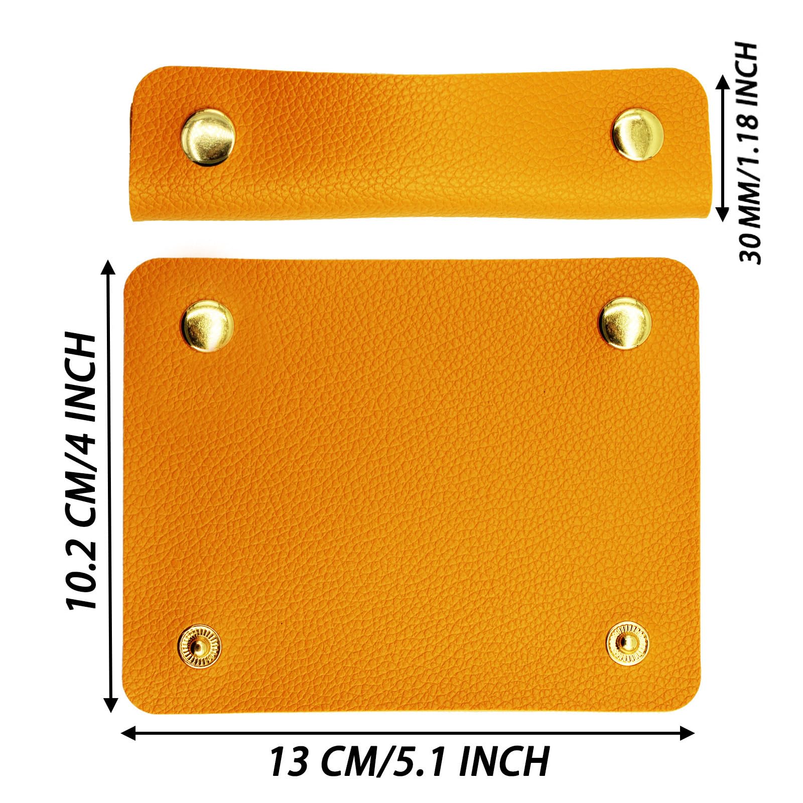 PU Leather Luggage Handle Wraps - Travel Bag Handle Cover & Wallet Protector with Brass Clasps (Orange, 2Pcs) - Perfect for Suitcases, Handbags & Backpacks to Prevent Wear & Tear