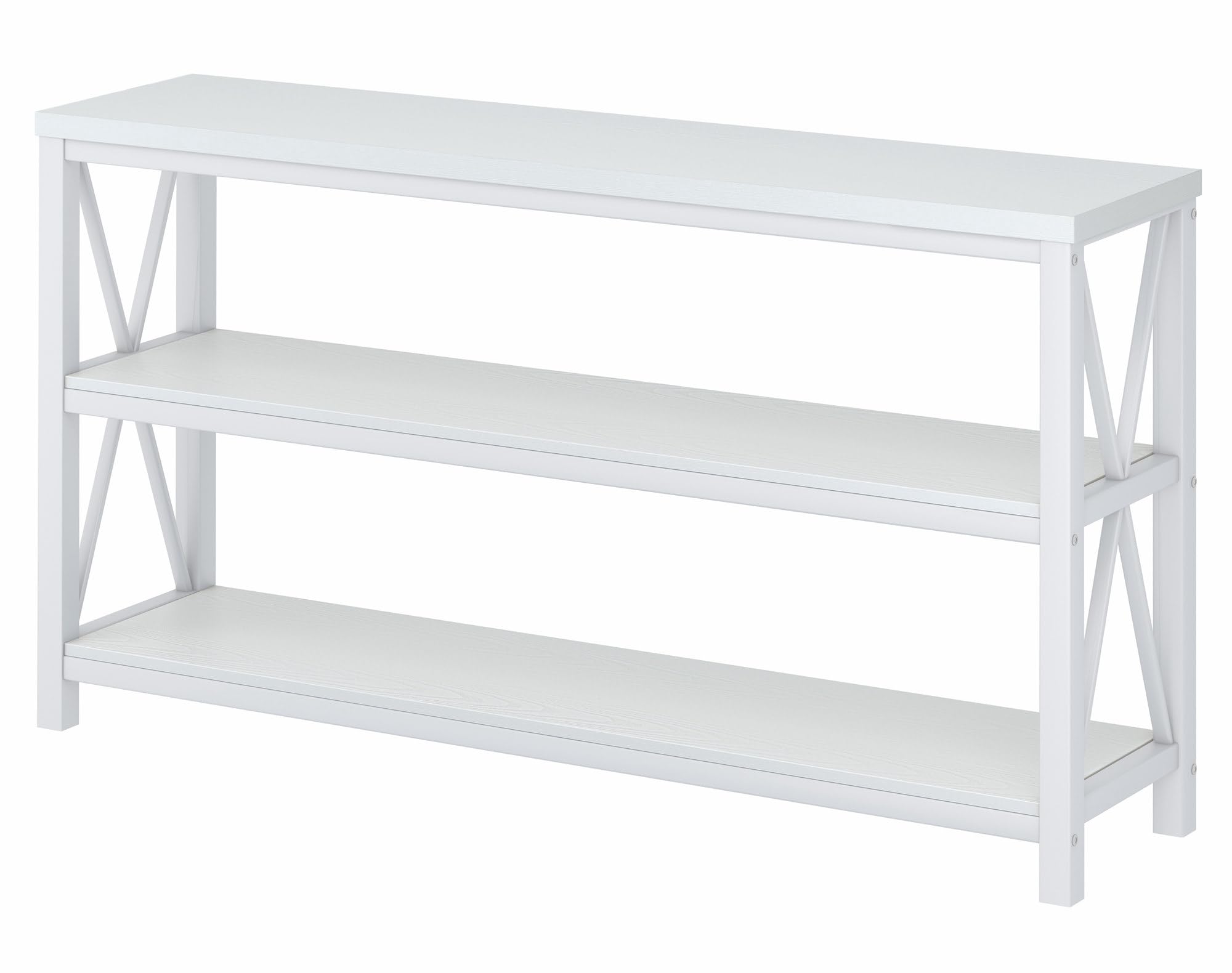 FATORRI 55 Inch Rustic White Oak Console Table with 3 Tier Shelves - Entryway Sofa Table, Modern Hallway & Living Room Furniture for Home Decor | Perfect for Small Spaces, Apartments & Farmhouse Style
